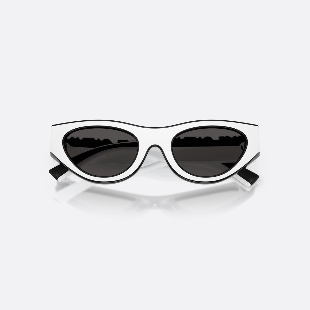 Dolce & Gabbana DX6012 346587 sunglasses, black cat eye frame for kids, integrated bridge without visible pads, folded