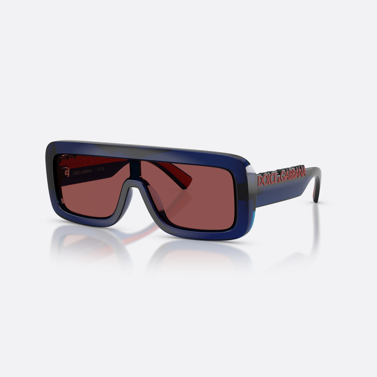 Dolce & Gabbana DX6013 300975 sunglasses, blue rectangle frame for kids, brand lettering on temples, wide flat temples