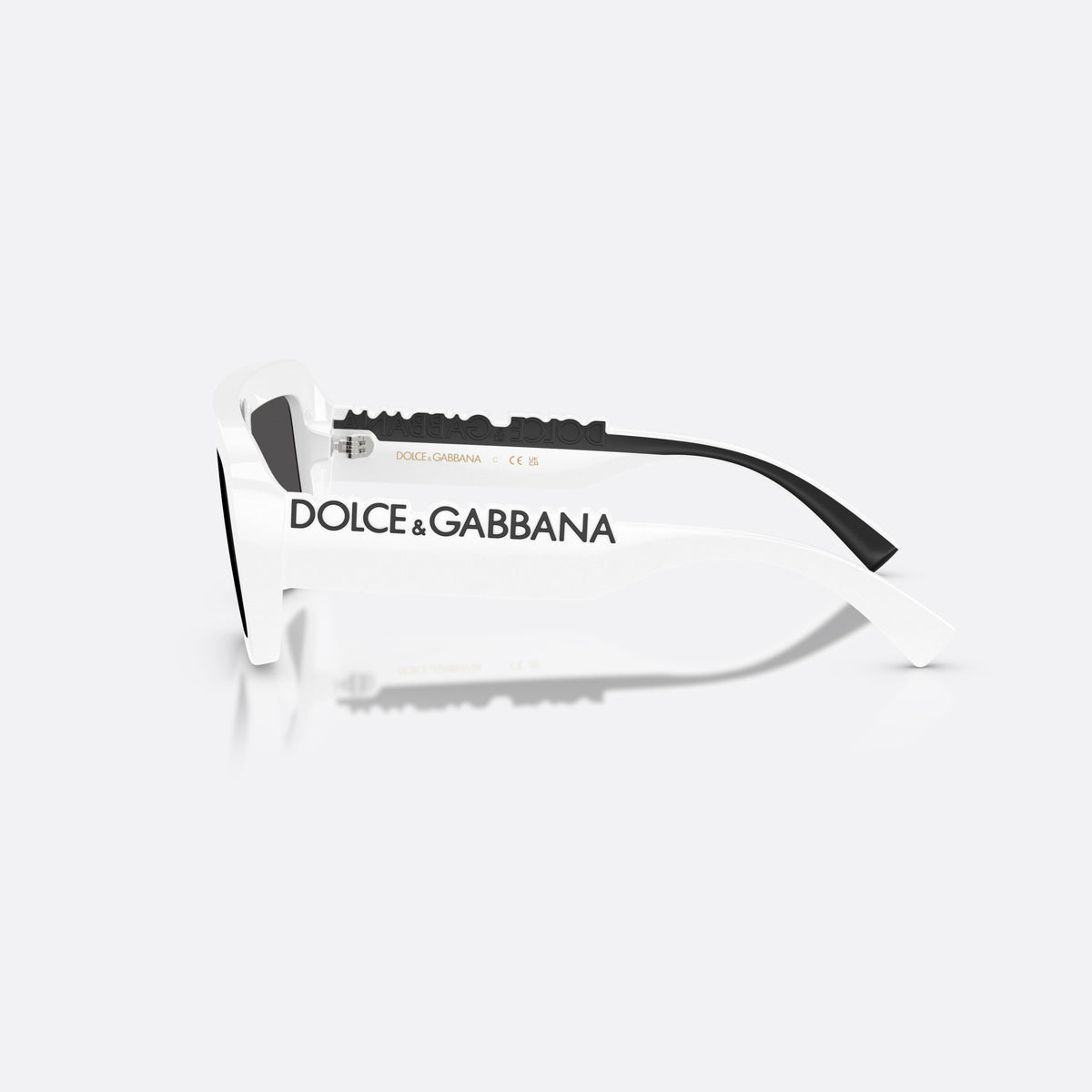 Dolce & Gabbana DX6013 331287 sunglasses, white rectangle frame for kids, integrated plain bridge, brand lettering on temples, side view