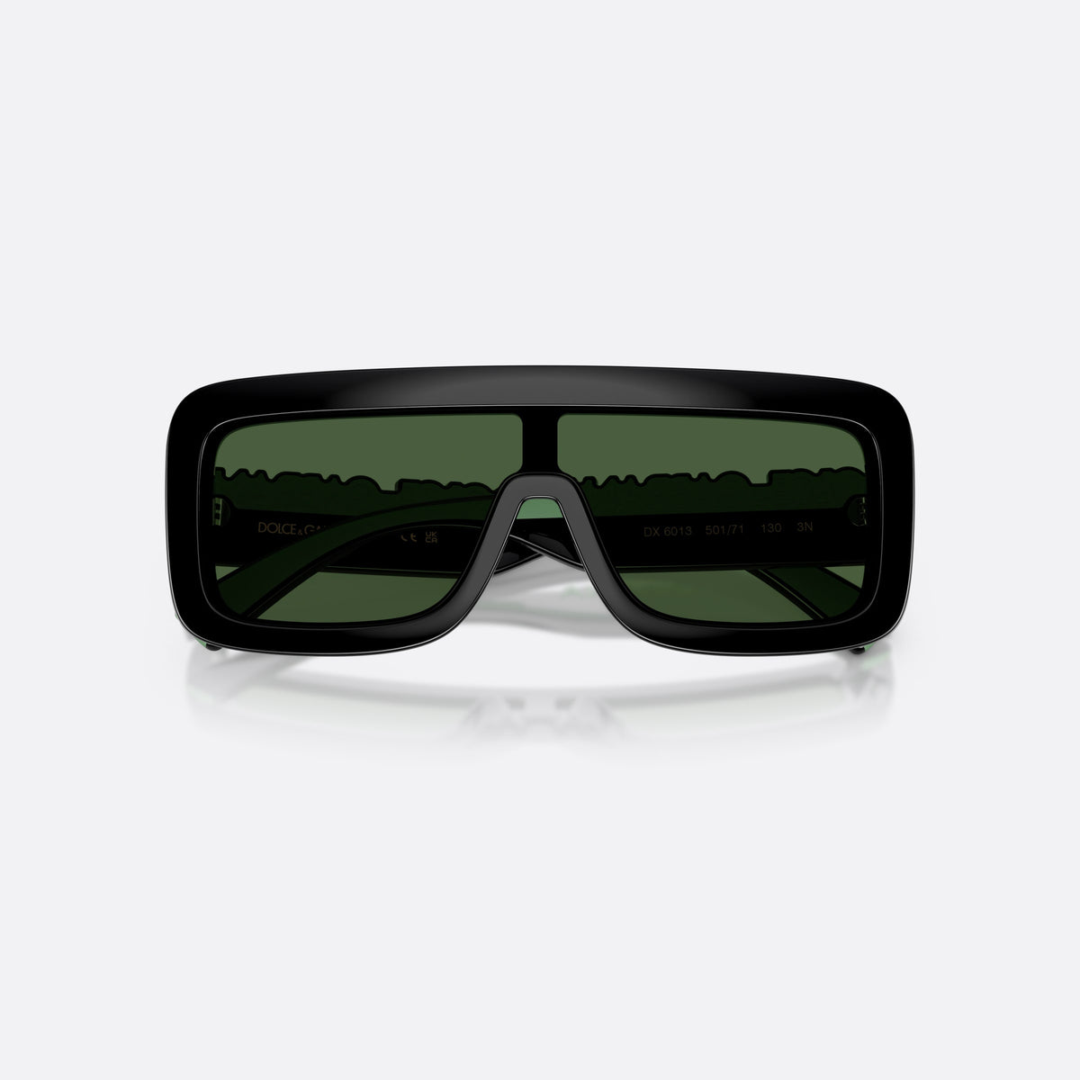 Ochelari de soare Dolce & Gabbana DX6013 501/71, rectangulari negru, pentru copii, punte simplă, literele brandului pe brațe, cu brațele pliate