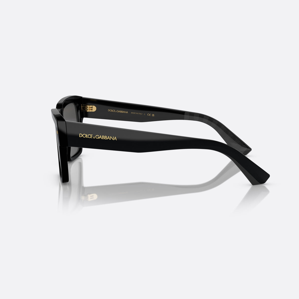 Ochelari de soare Dolce & Gabbana Lusso Sartoriale DG4431 501/87, patrati negru, pentru bărbați, punte integrată simplă, litere ale brandului pe braț, vedere laterală