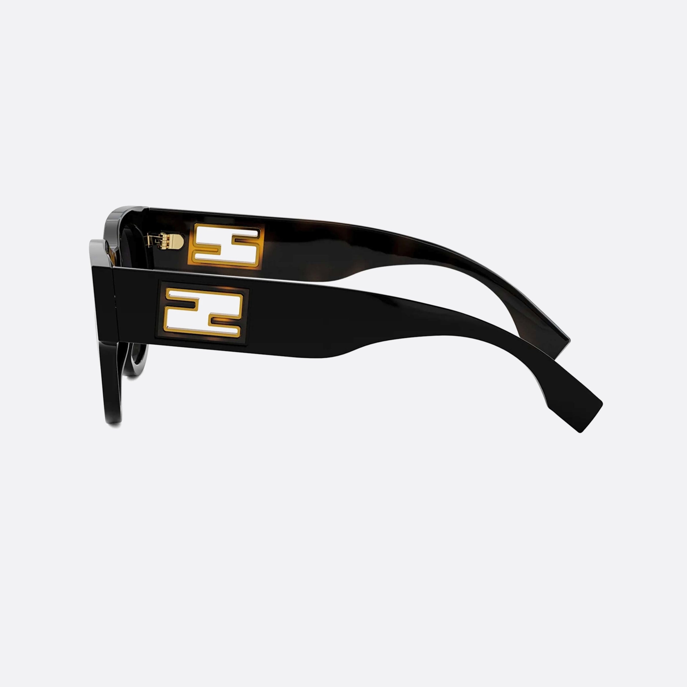 Fendi 53mm Baguette Fe40147i 01b Black Round Women Sunglasses - Detail View