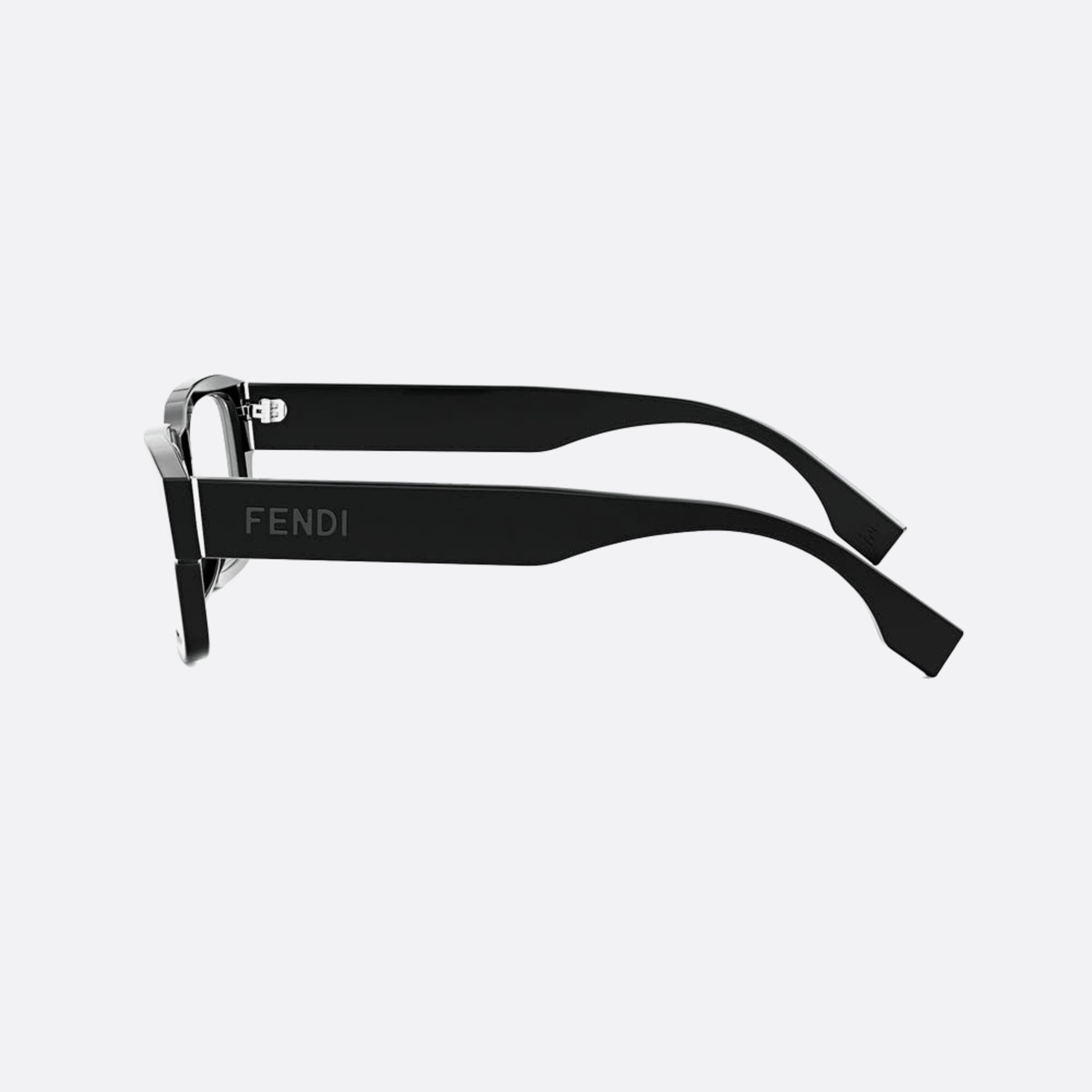 Fendi 55mm Fe50079i Black Rectangle Unisex Eyeglasses - Detail View