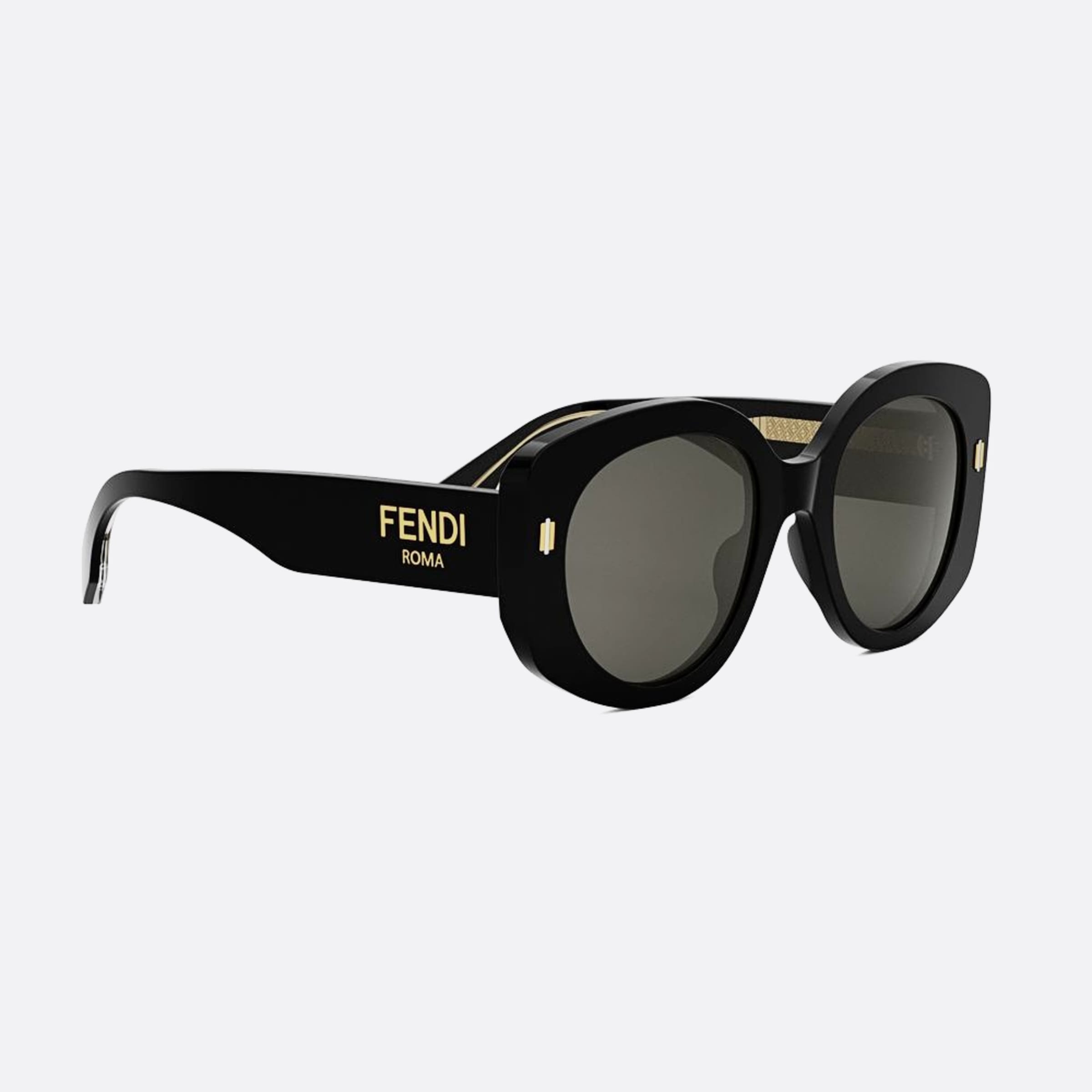 Fendi 51mm Fendi Roma 01a Black Round Women Sunglasses - Additional Angle