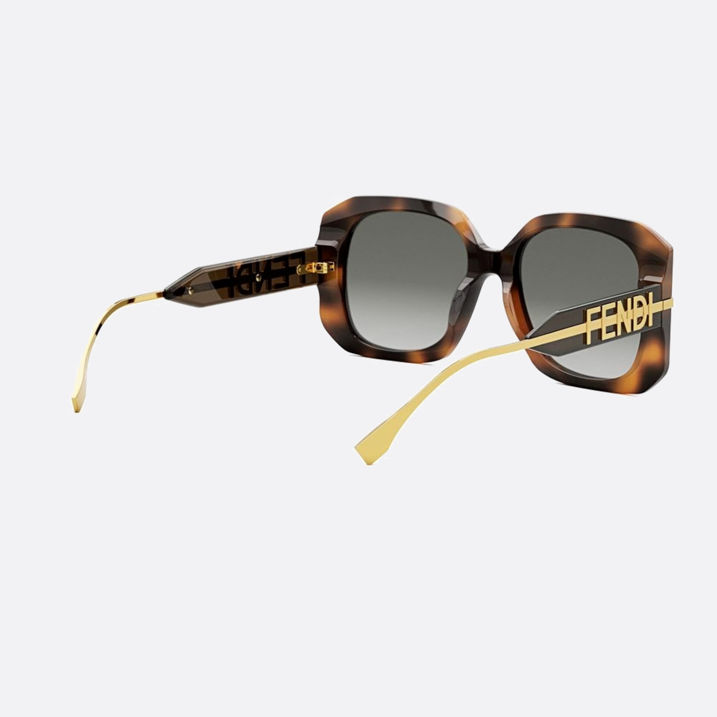 Fendi 55mm Fendigraphy 55b Havana Geometric Women Sunglasses - Additional Angle