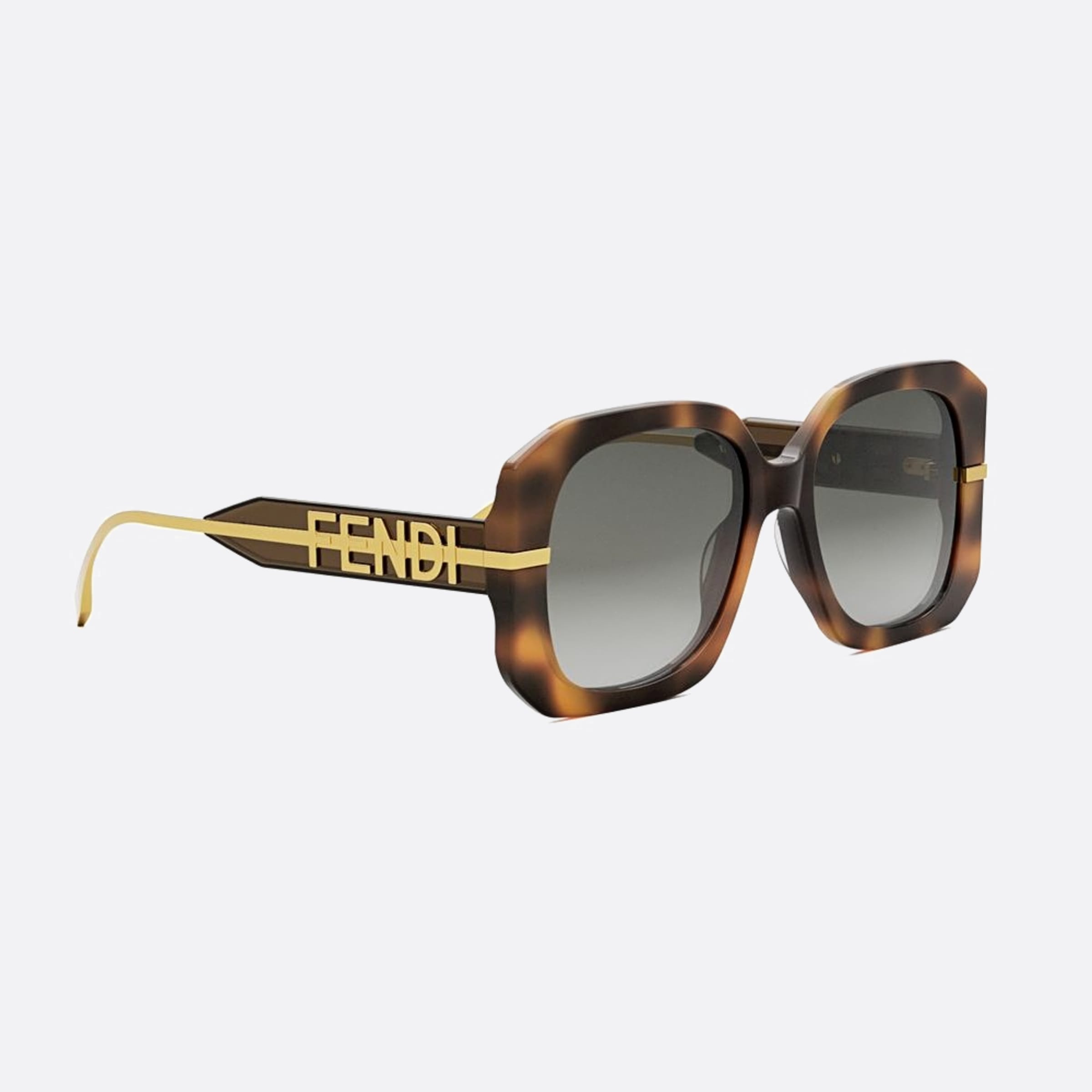 Fendi 55mm Fendigraphy 55b Havana Geometric Women Sunglasses - Additional Angle