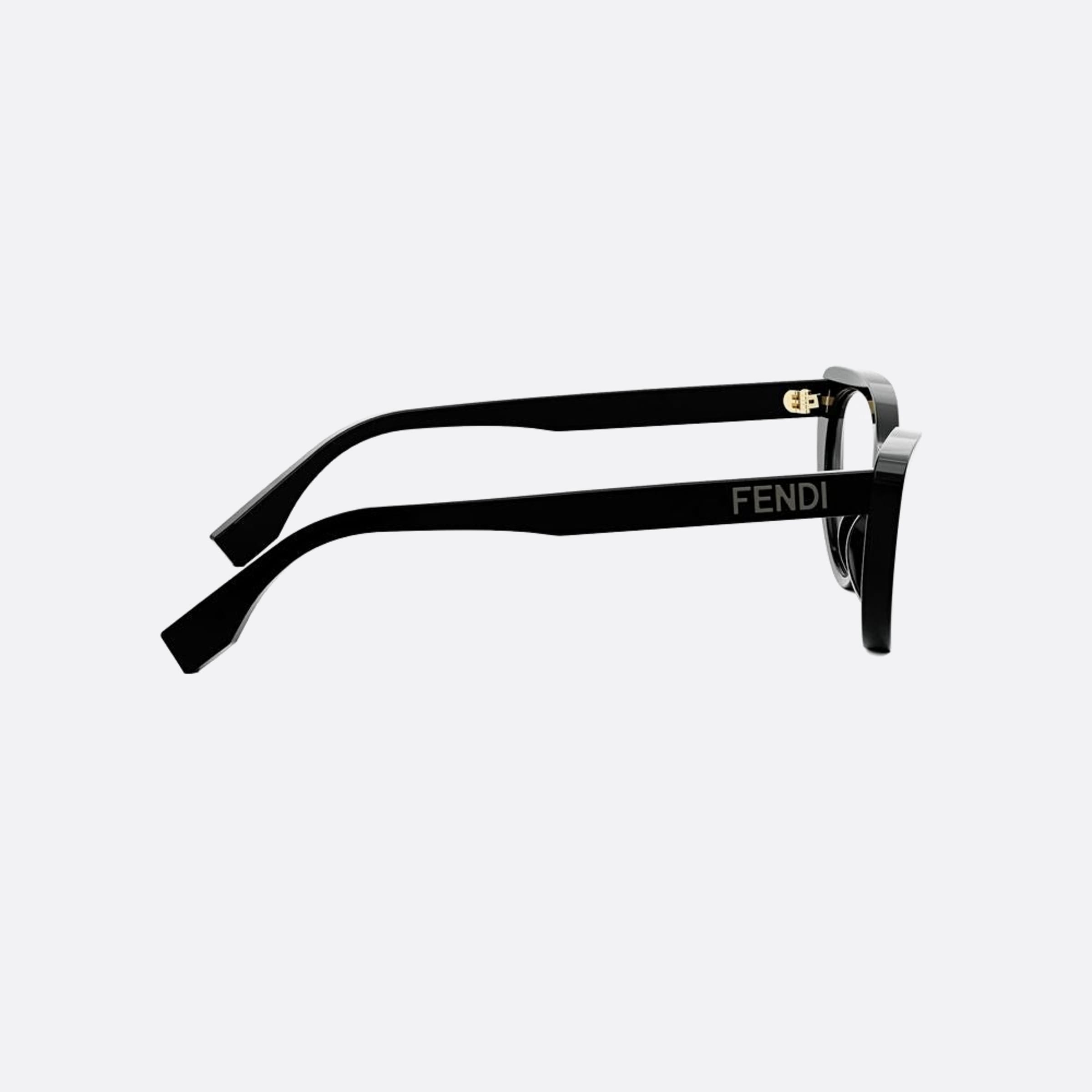 Fendi 53mm Lettering Black Oval Women Eyeglasses - Additional Angle