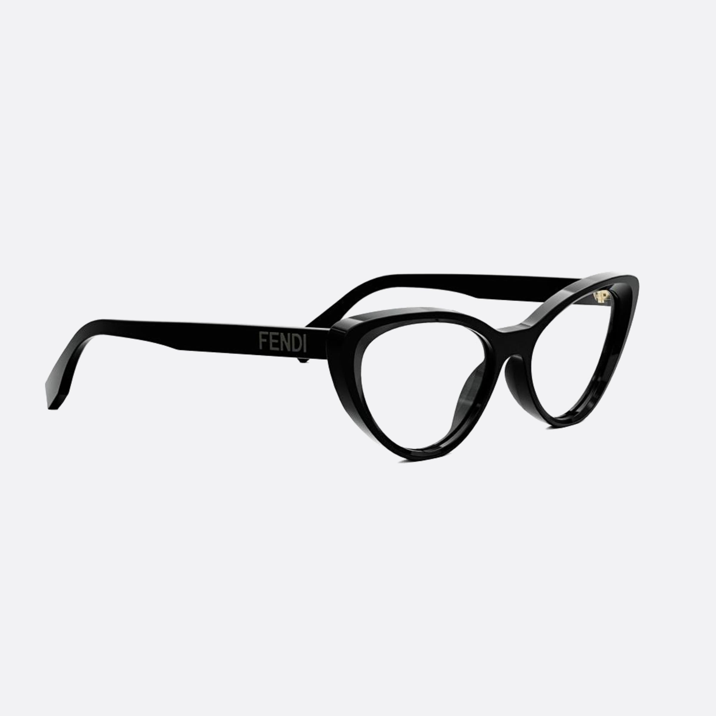Fendi 53mm Lettering Black Oval Women Eyeglasses - Additional Angle