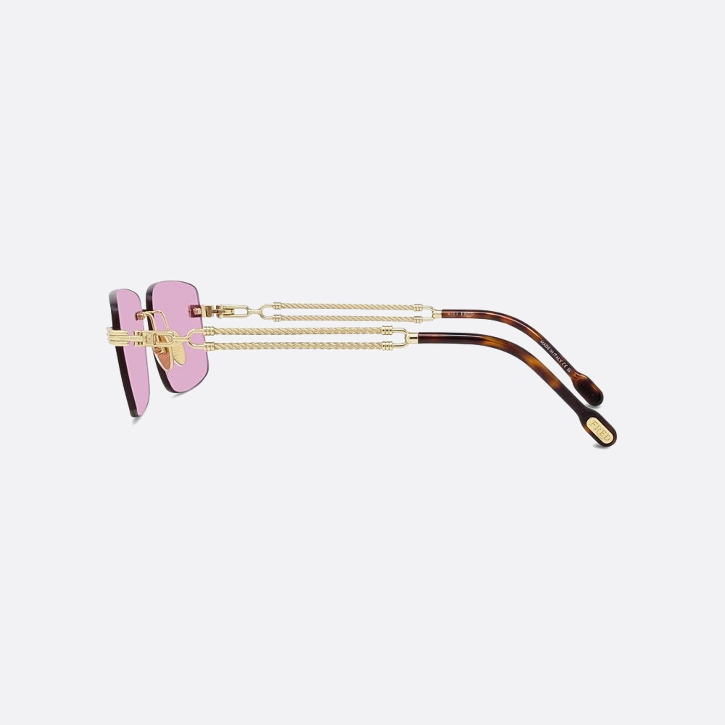 Fred 58mm Double Cable 30y Gold Rectangle Men Sunglasses - Detail View