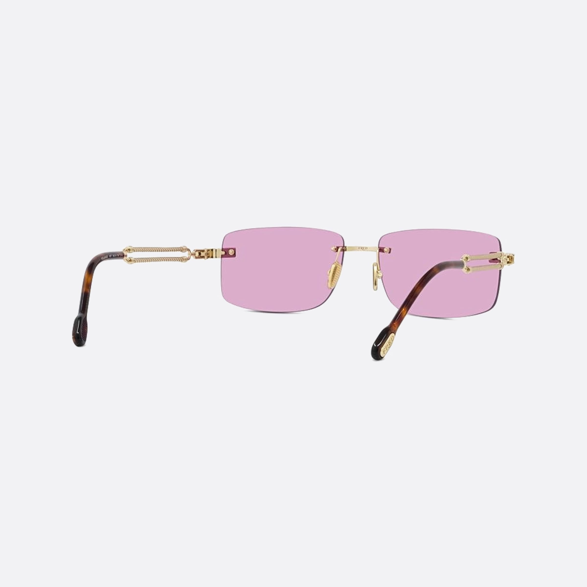 Fred 58mm Double Cable 30y Gold Rectangle Men Sunglasses - Additional Angle