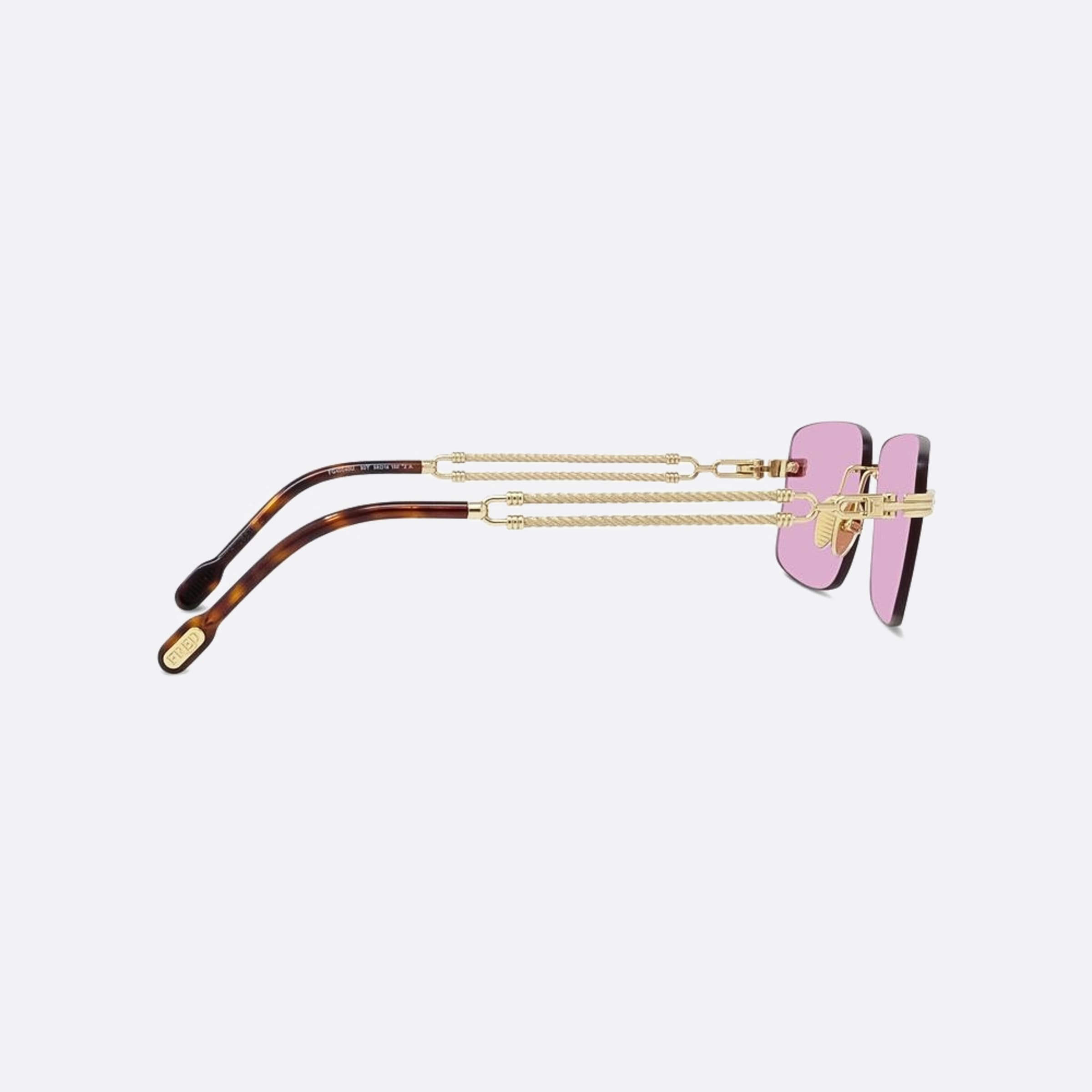 Fred 58mm Double Cable 30y Gold Rectangle Men Sunglasses - Additional Angle