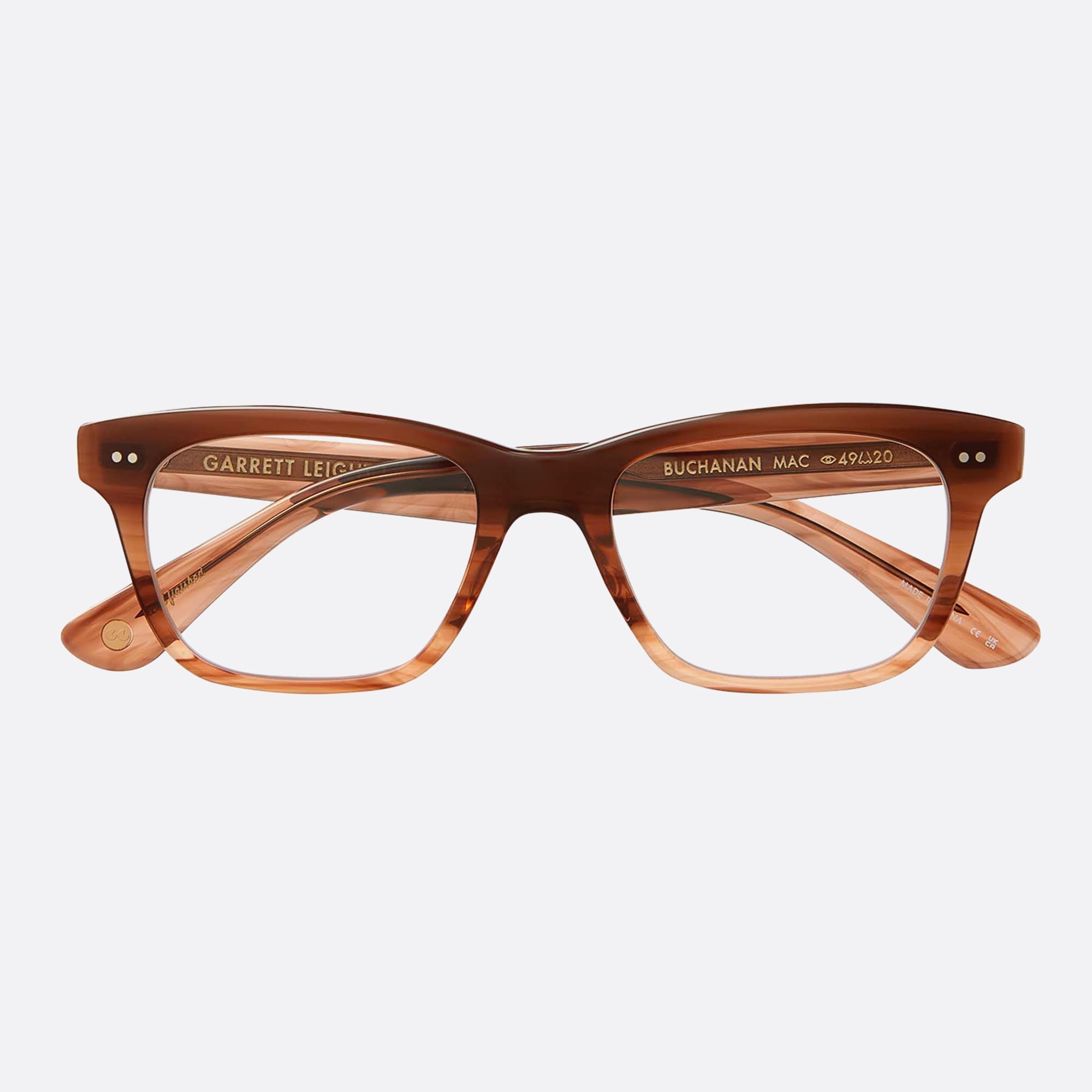 Garrett 49mm Leight Buchanan Mac Brown Squared Unisex Eyeglasses - Additional Angle