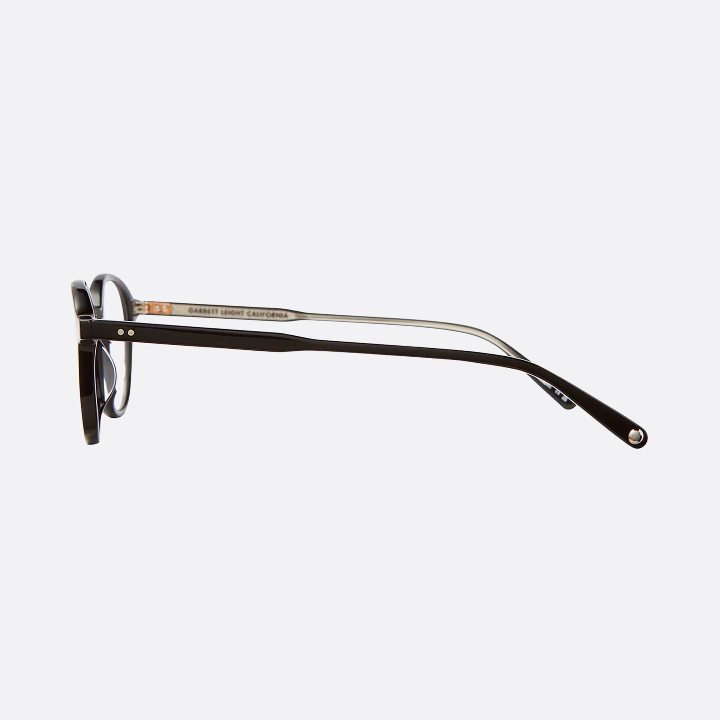 Garrett 47mm Leight Franklin Black Round Unisex Eyeglasses - Detail View