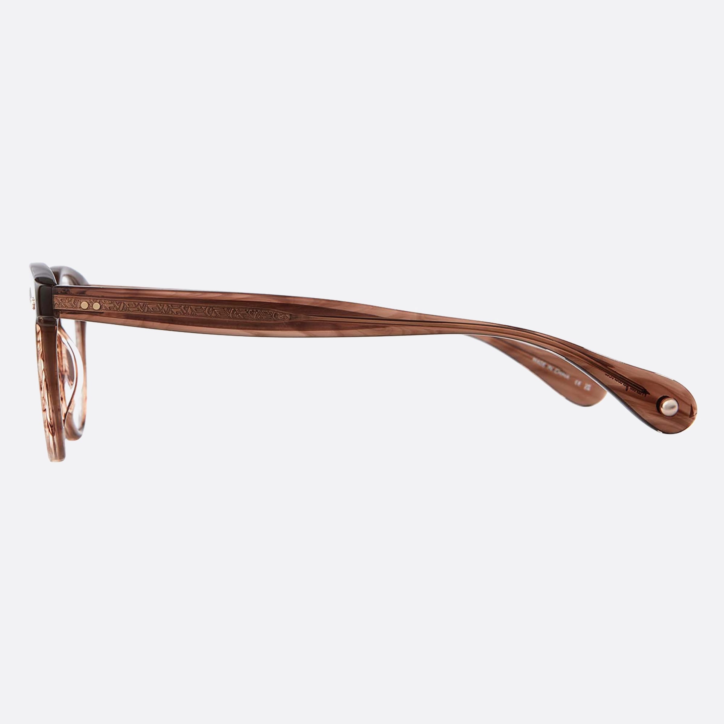 Garrett 46mm Leight Hercules Mac Brown Round Unisex Eyeglasses - Detail View