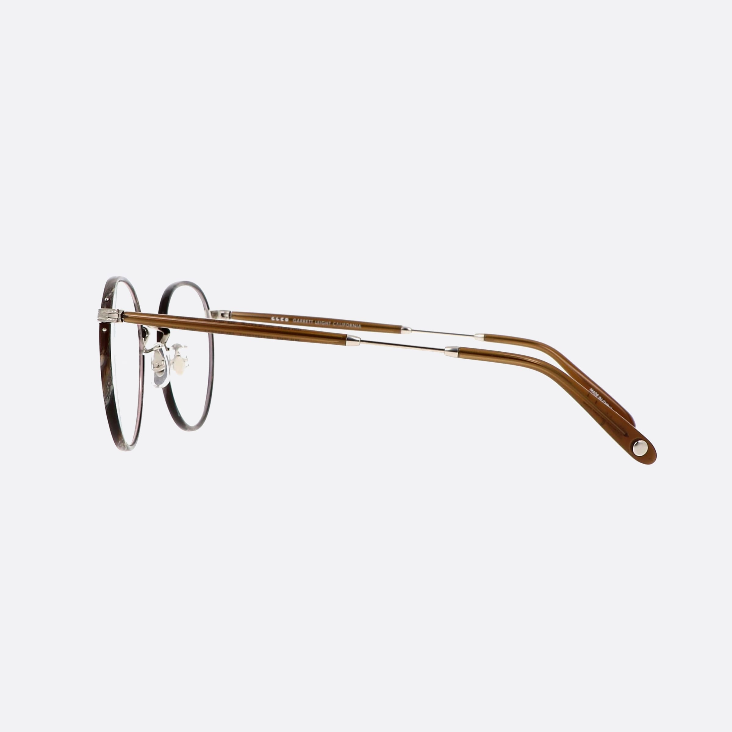 Garrett 49mm Leight Wilson Dkwr Hzl Brown Round Unisex Eyeglasses - Detail View