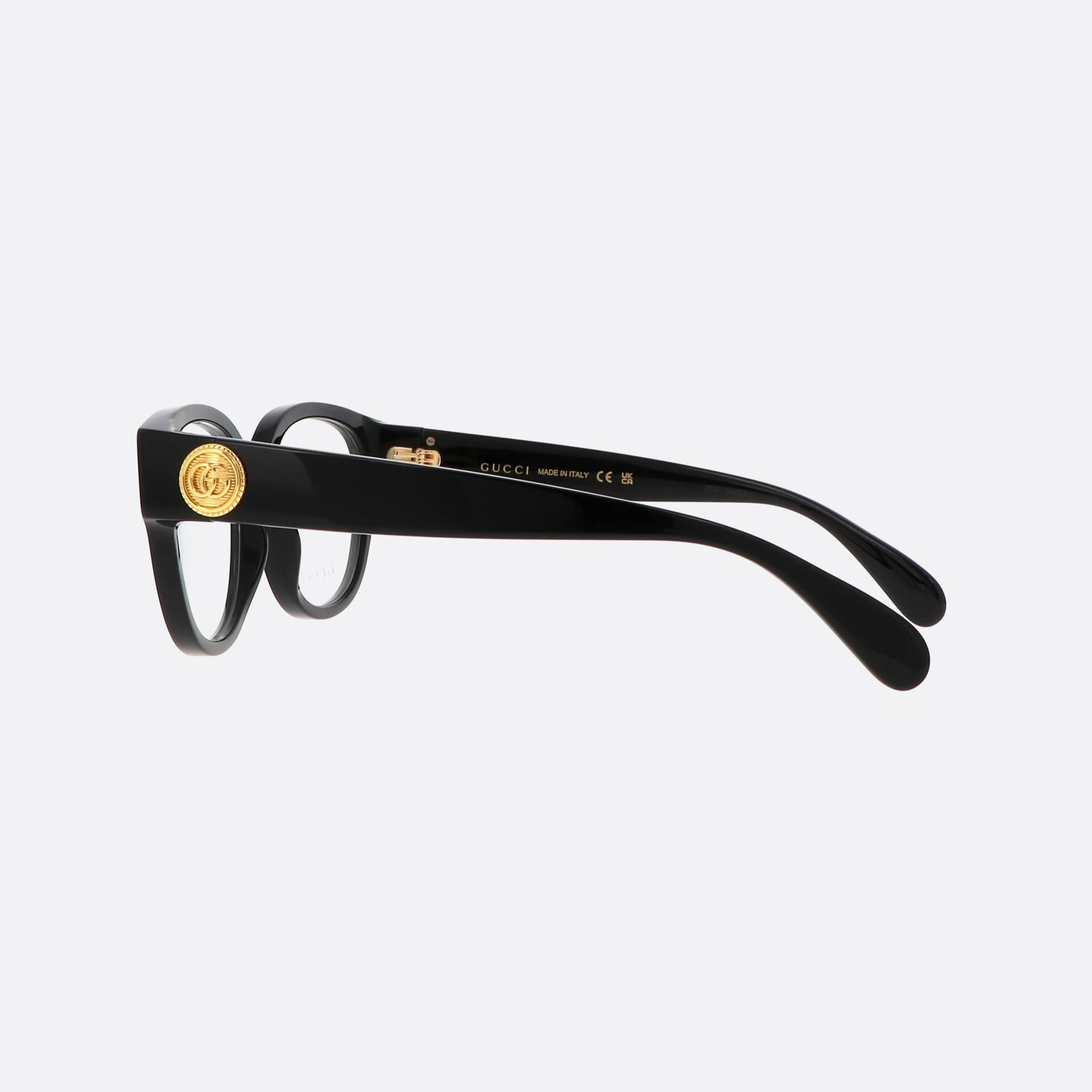 Gucci 53mm Logo Black Round Woman Eyeglasses - Detail View