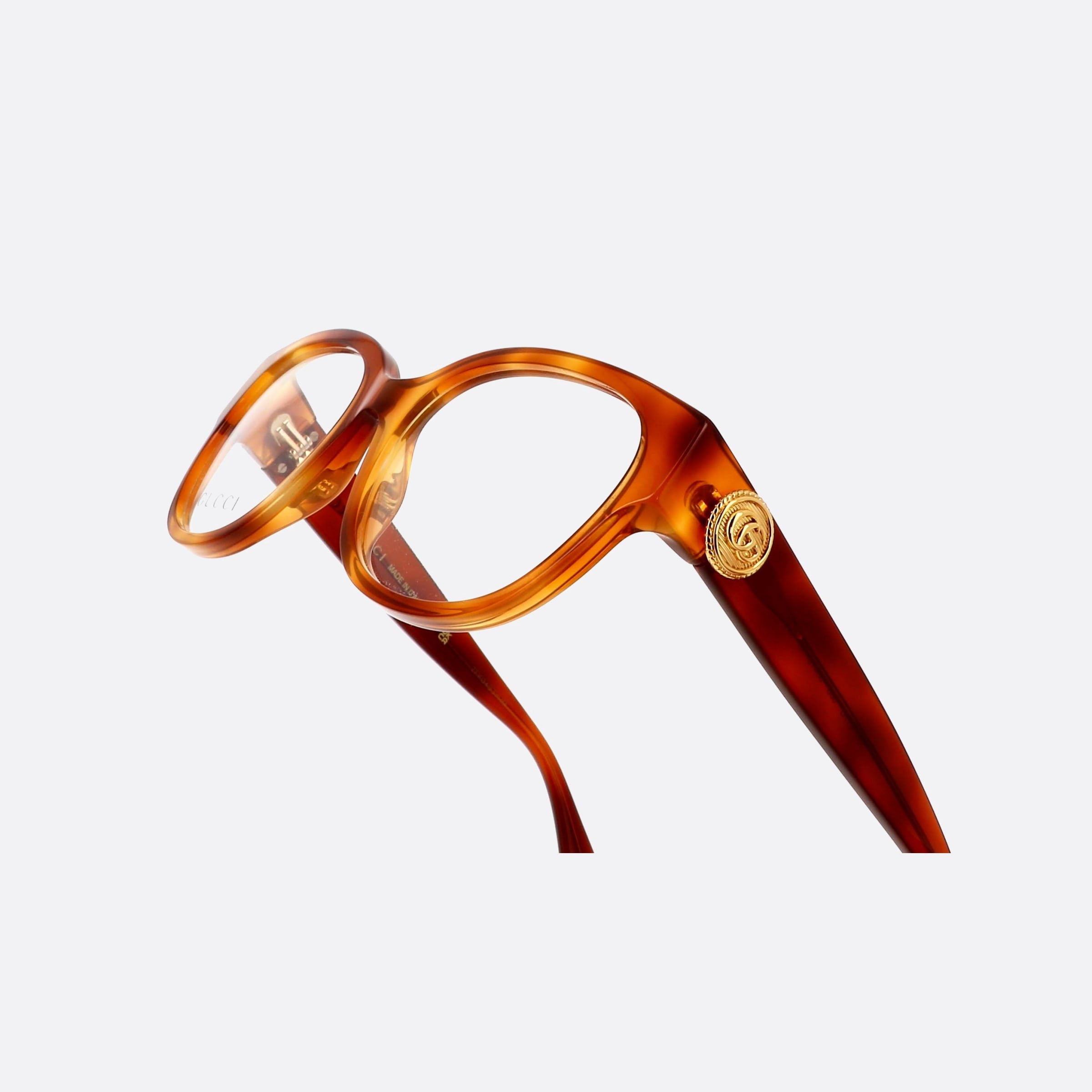 Gucci 53mm Logo Tortoise Round Women Eyeglasses - Lifestyle Shot