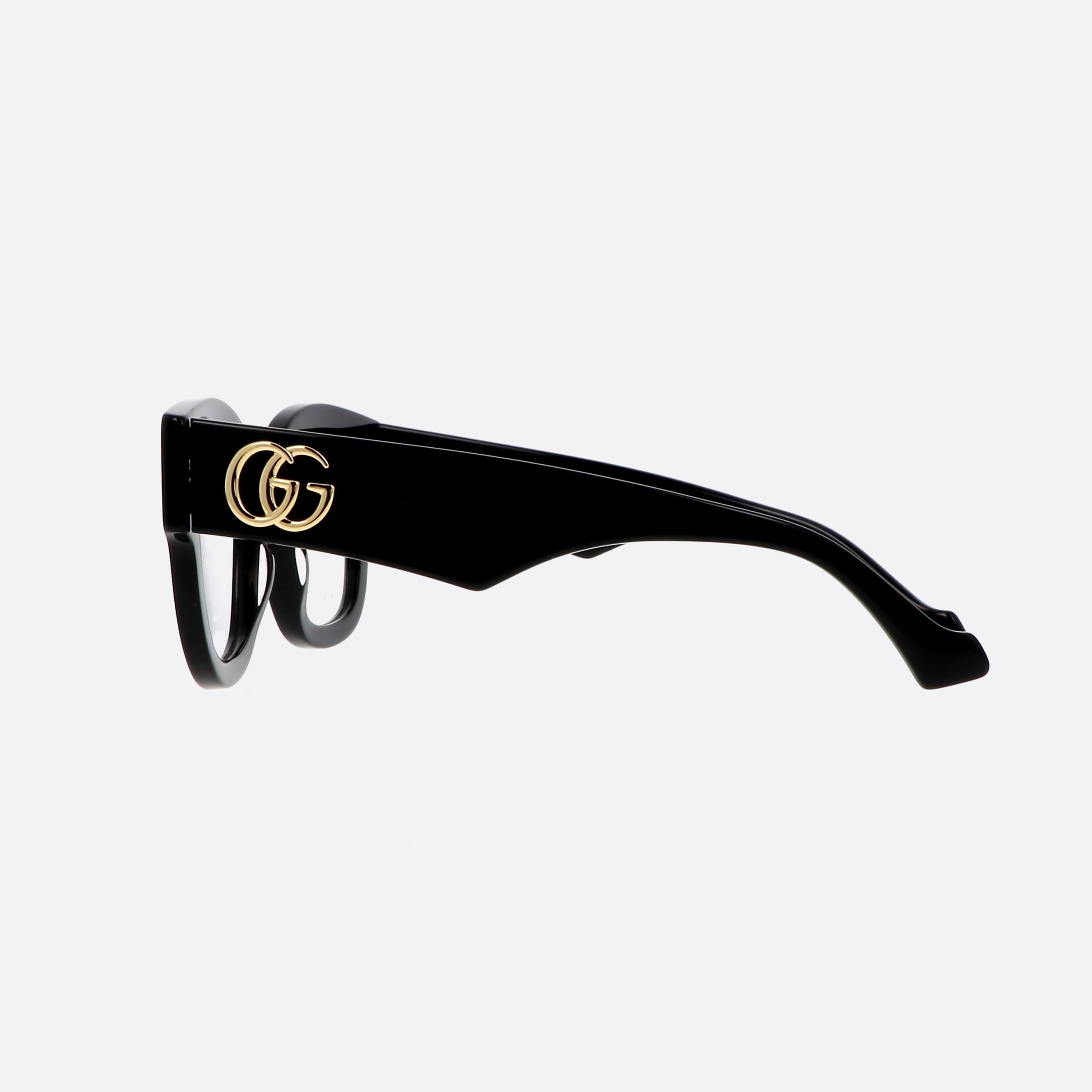 Gucci 50mm Logo Black Squared Woman Eyeglasses - Detail View
