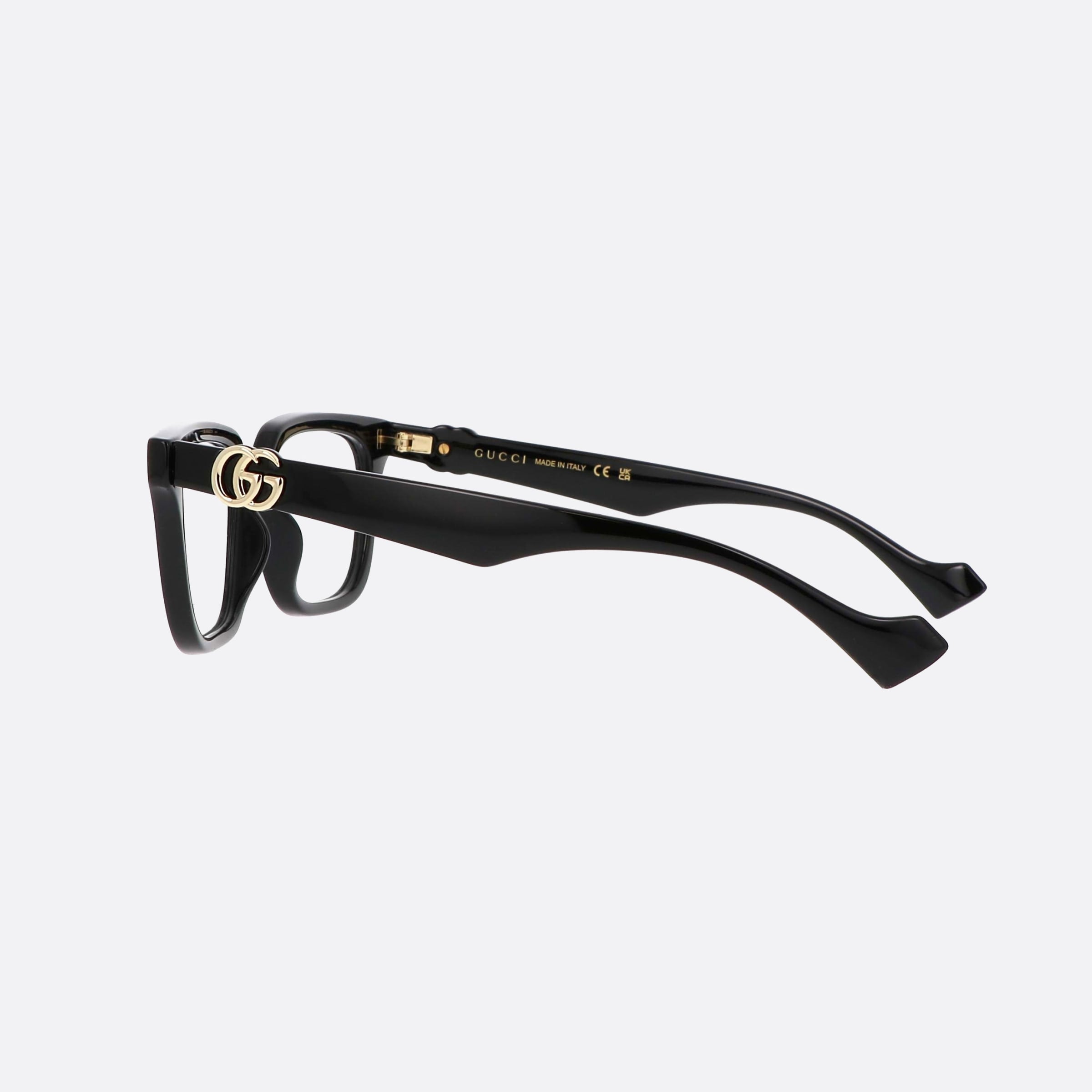 Gucci 53mm Logo Black Squared Woman Eyeglasses - Detail View