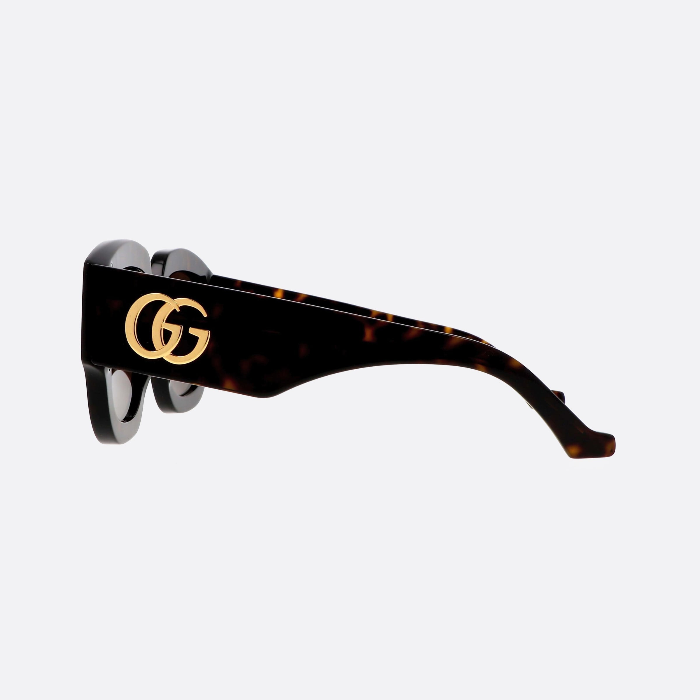 Gucci 52mm Logo Tortoise Rectangle Unisex Sunglasses - Detail View
