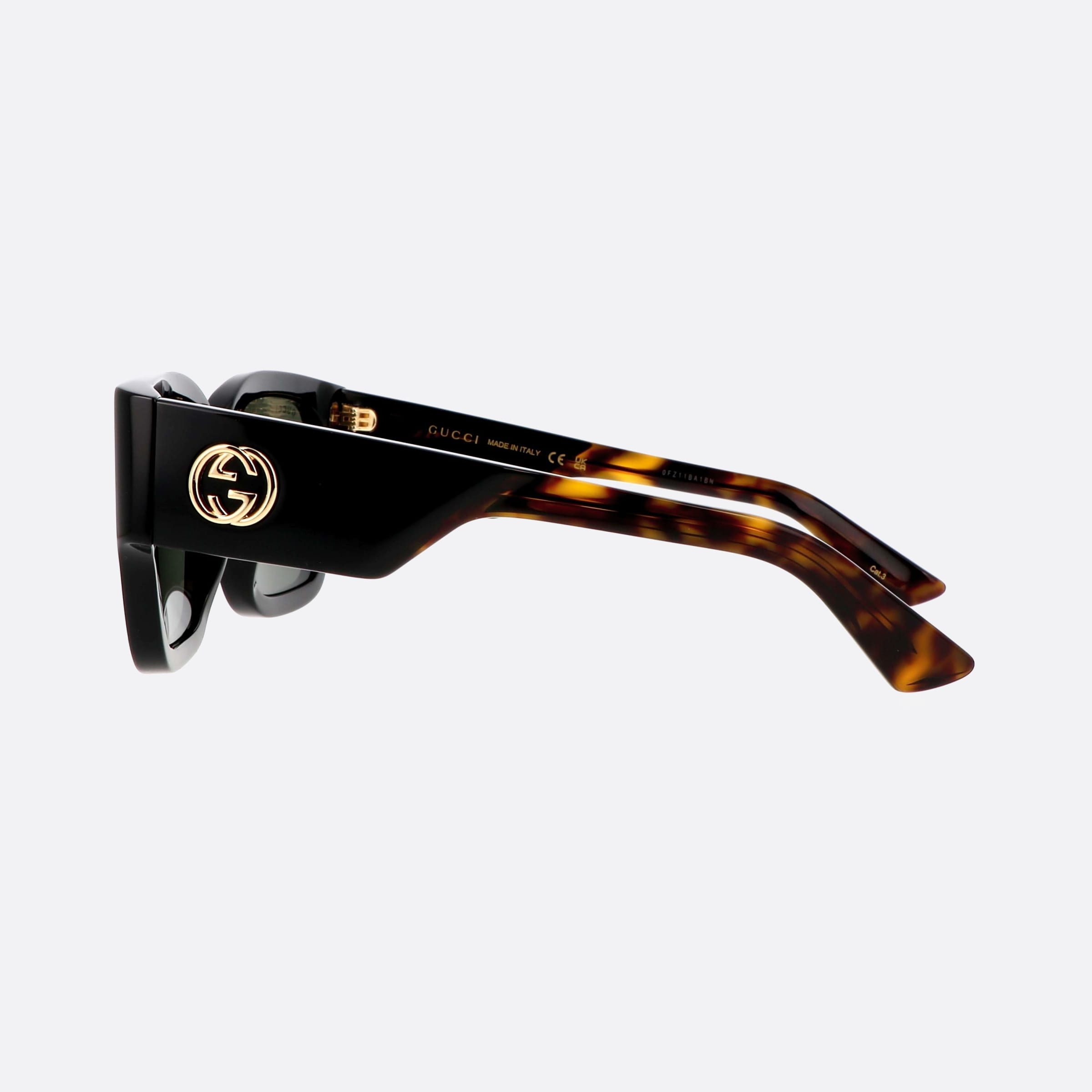 Gucci 52mm Logo Black Rectangle Woman Sunglasses - Detail View