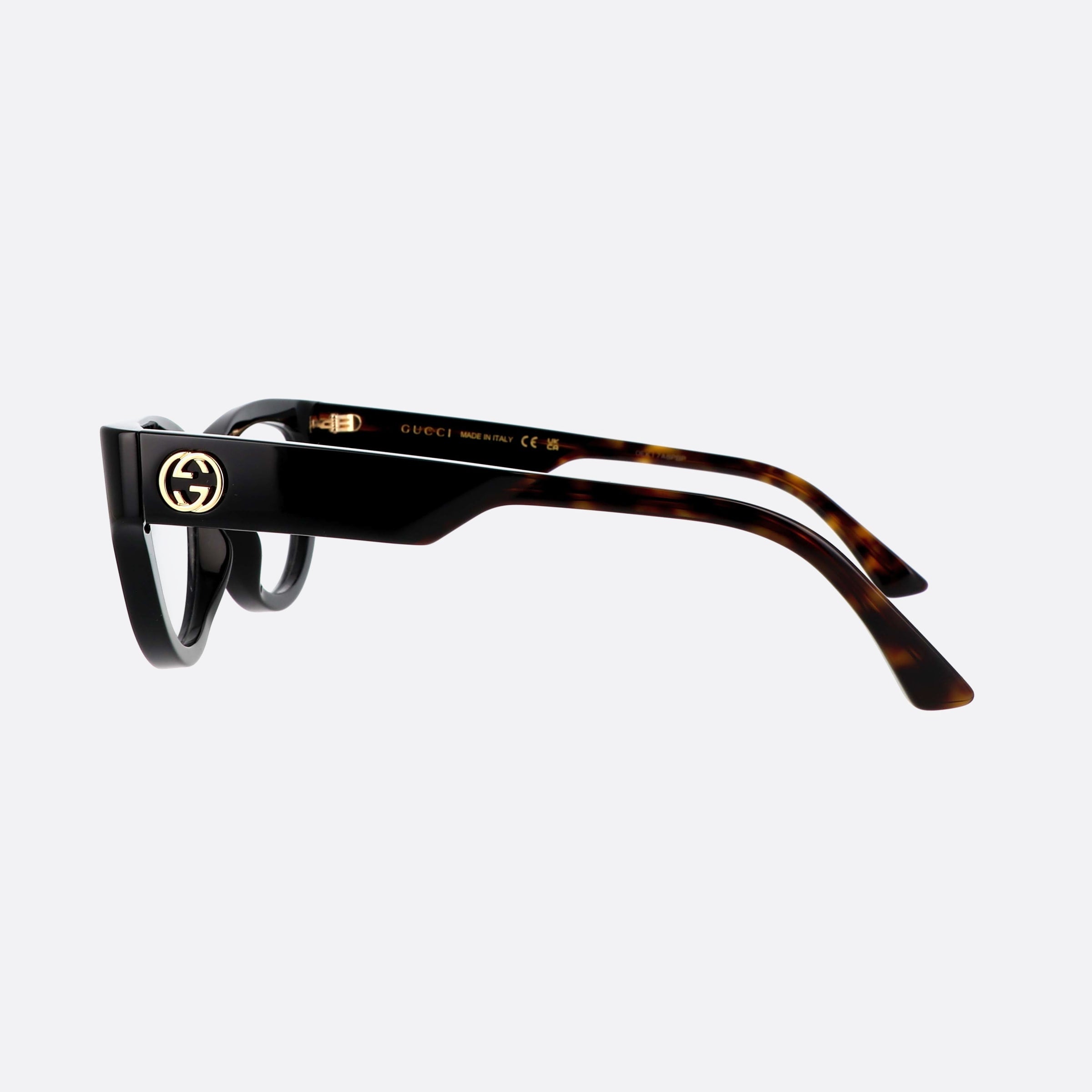Gucci 53mm Logo Black Cat Eyes Woman Eyeglasses - Detail View