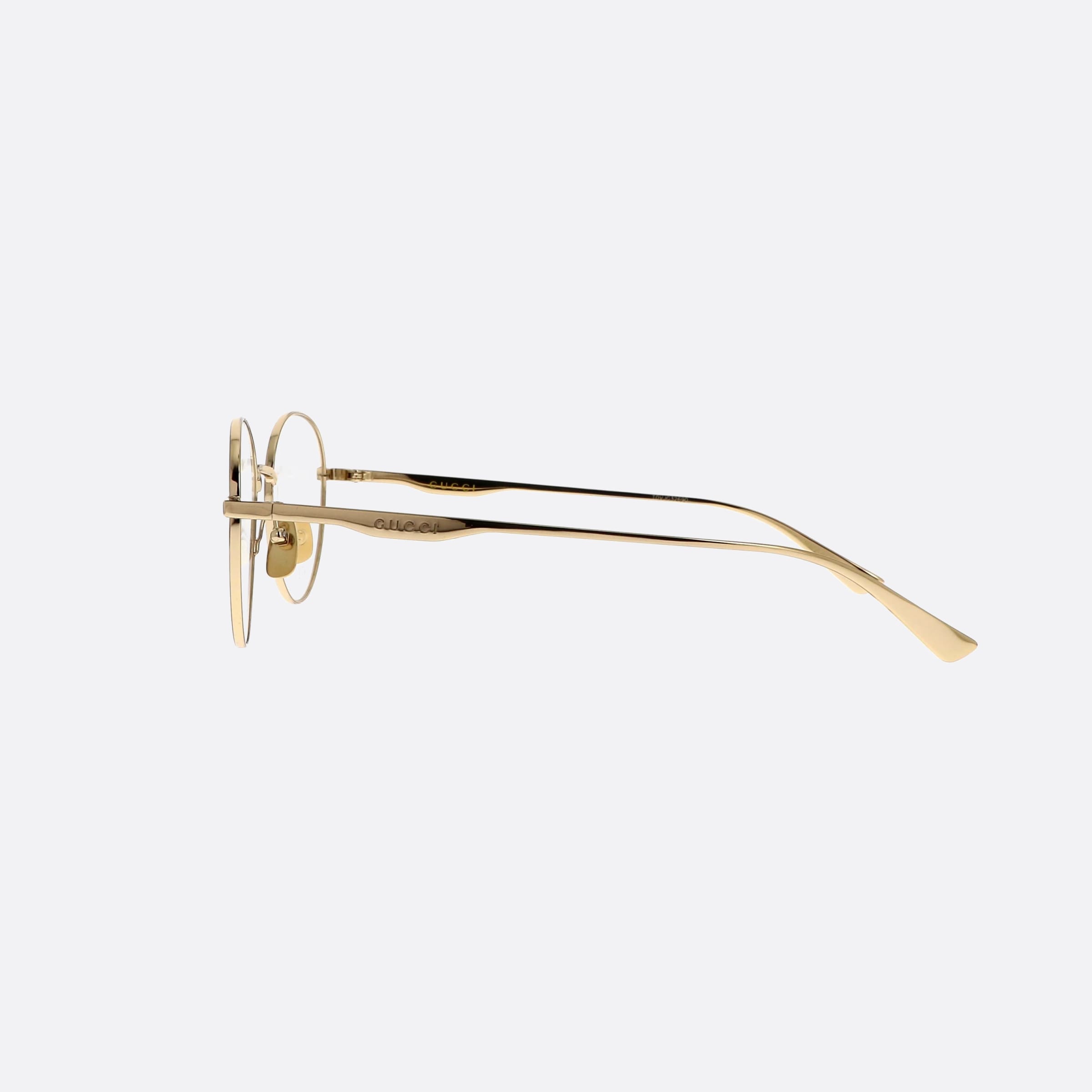 Gucci 51mm Gold Round Unisex Eyeglasses - Detail View