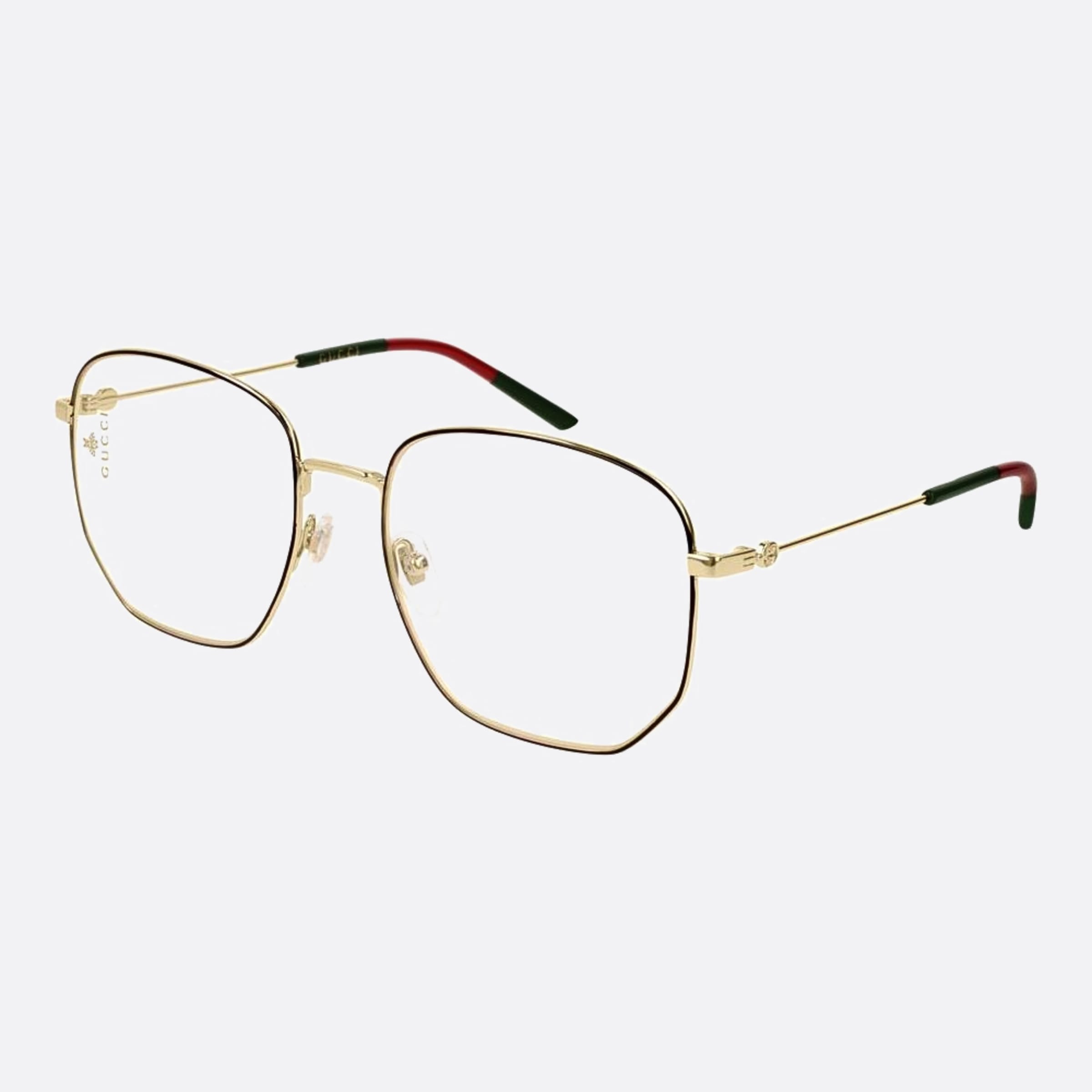 Gucci 56mm Gold Geometric Woman Eyeglasses - Side View