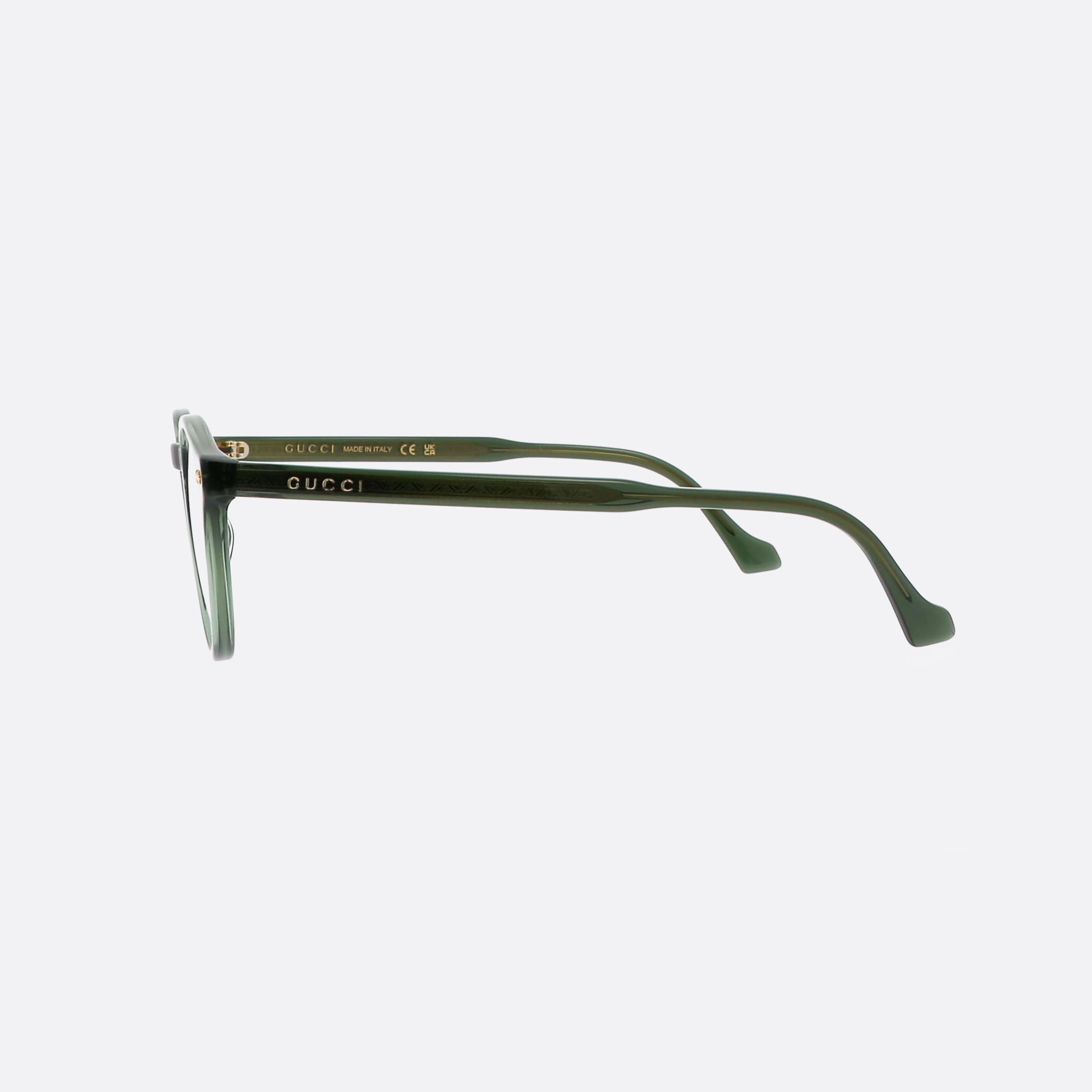 Gucci 48mm Green Round Unisex Eyeglasses - Detail View
