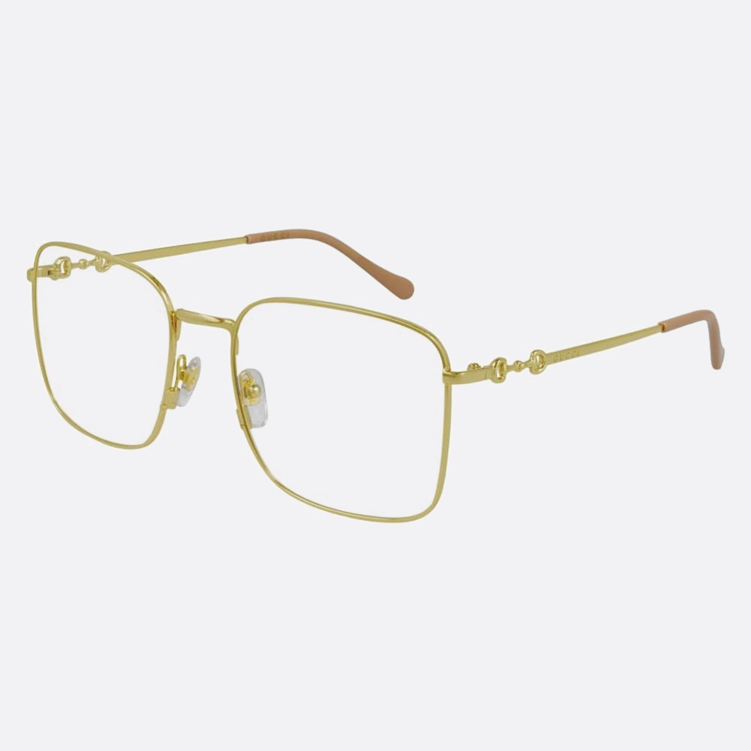 Gucci 57mm Gold Geometric Unisex Eyeglasses - Side View