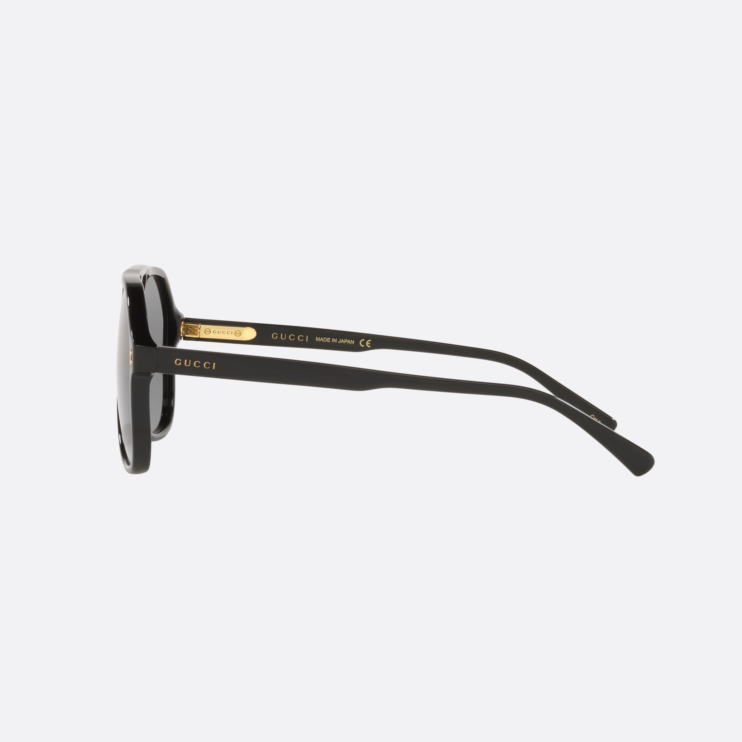 Gucci 60mm Black Pilot Man Sunglasses - Detail View