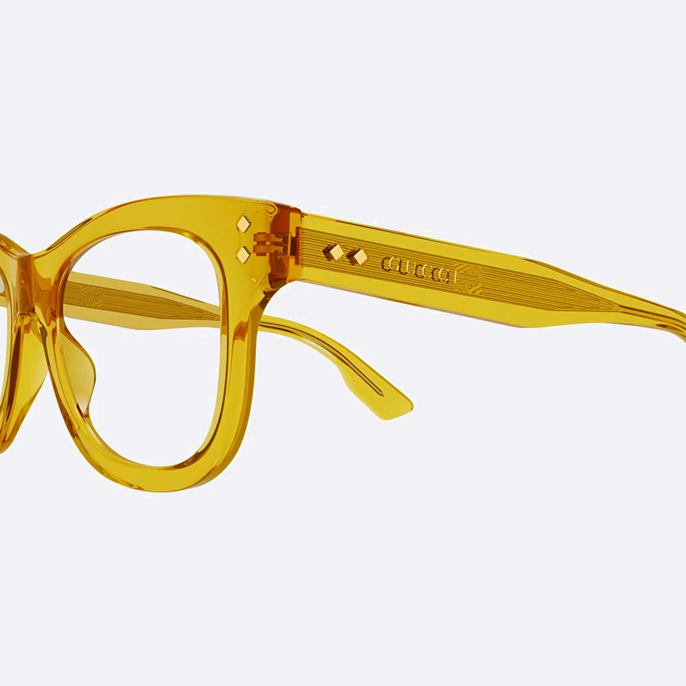 Gucci 53mm Yellow Geometric Woman Eyeglasses - Detail View