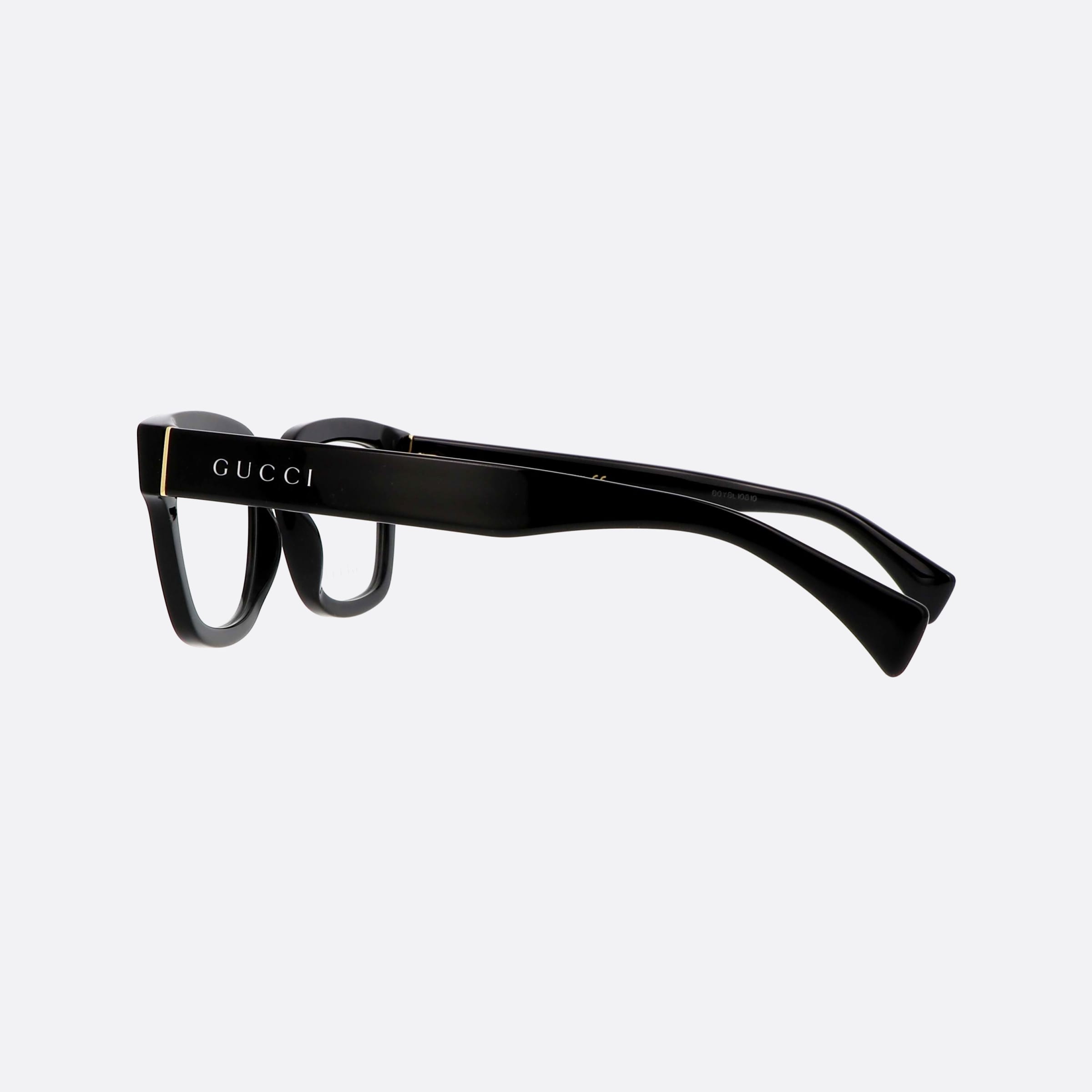 Gucci 52mm Black Oval Unisex Eyeglasses - Detail View