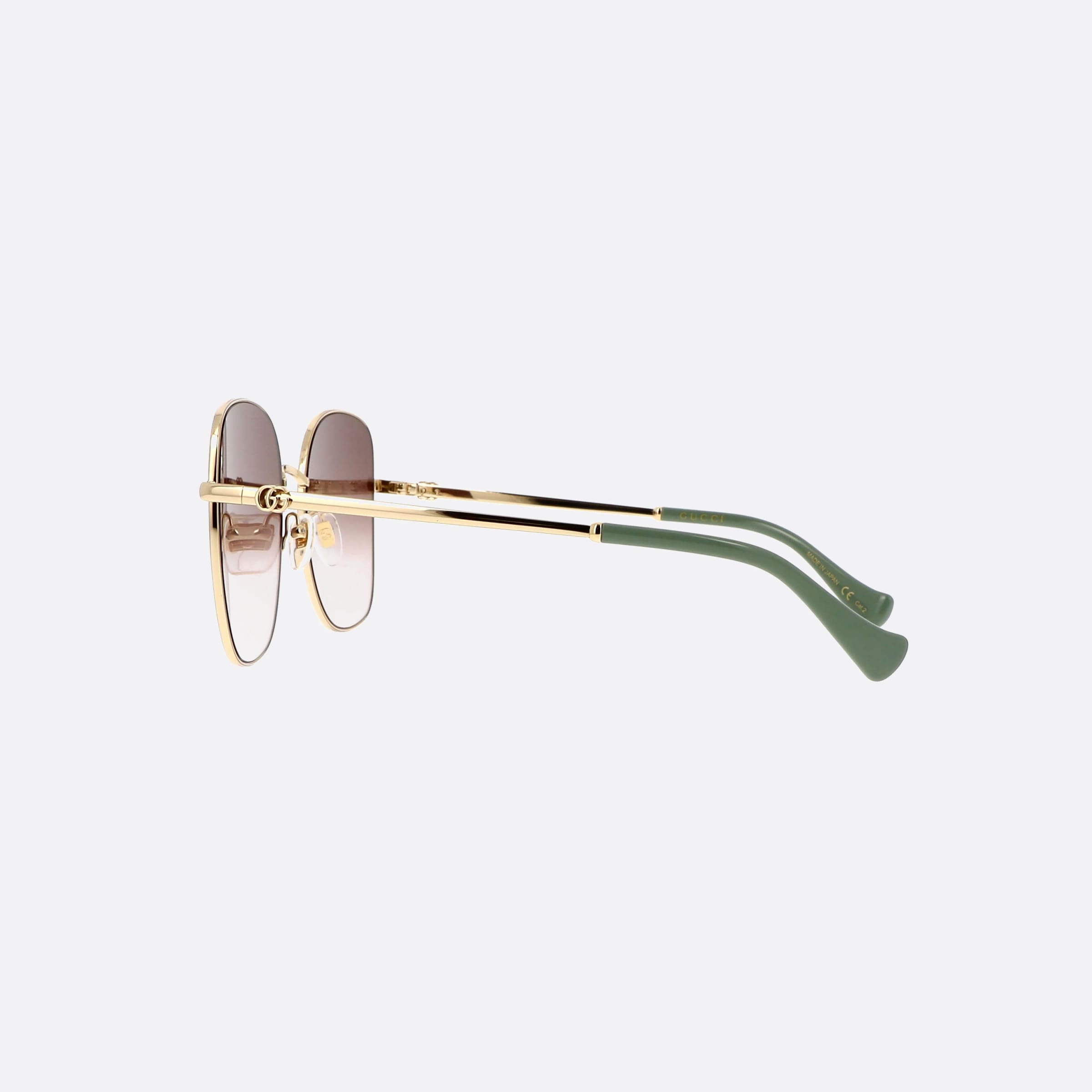 Gucci 59mm Gold Square Unisex Sunglasses - Detail View