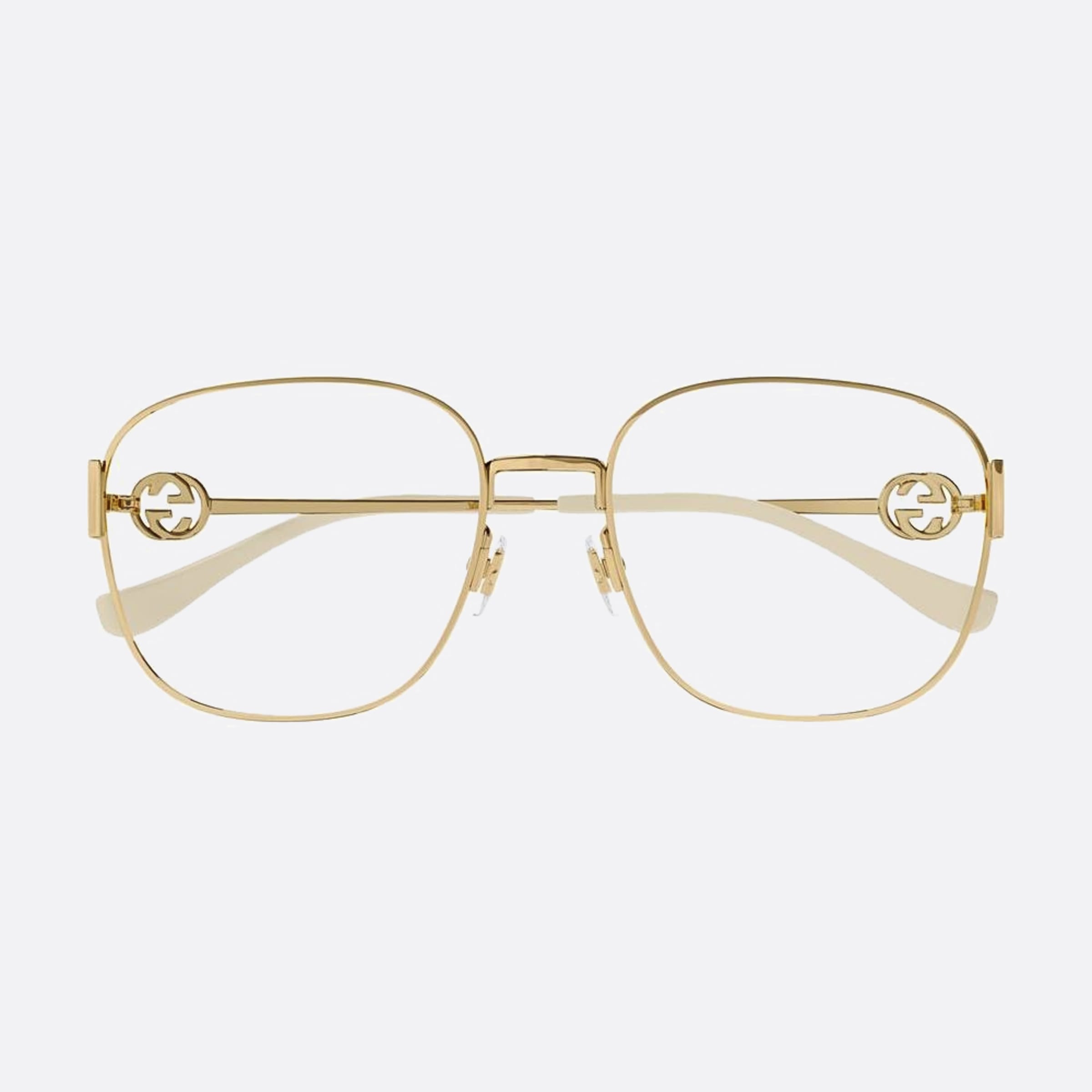 Gucci 57mm Gold Geometric Unisex Eyeglasses - Main View