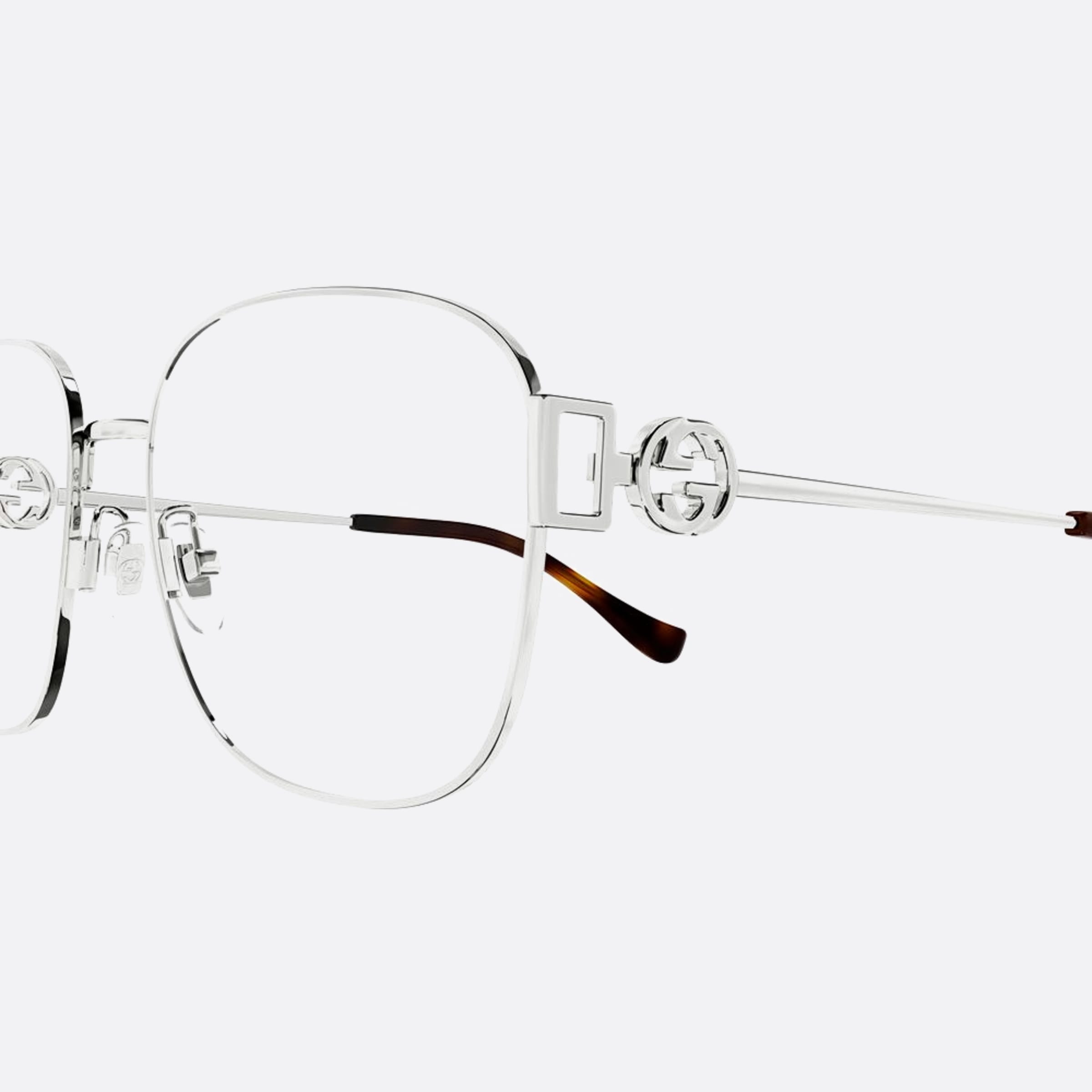 Gucci 57mm Silver Geometric Unisex Eyeglasses - Detail View