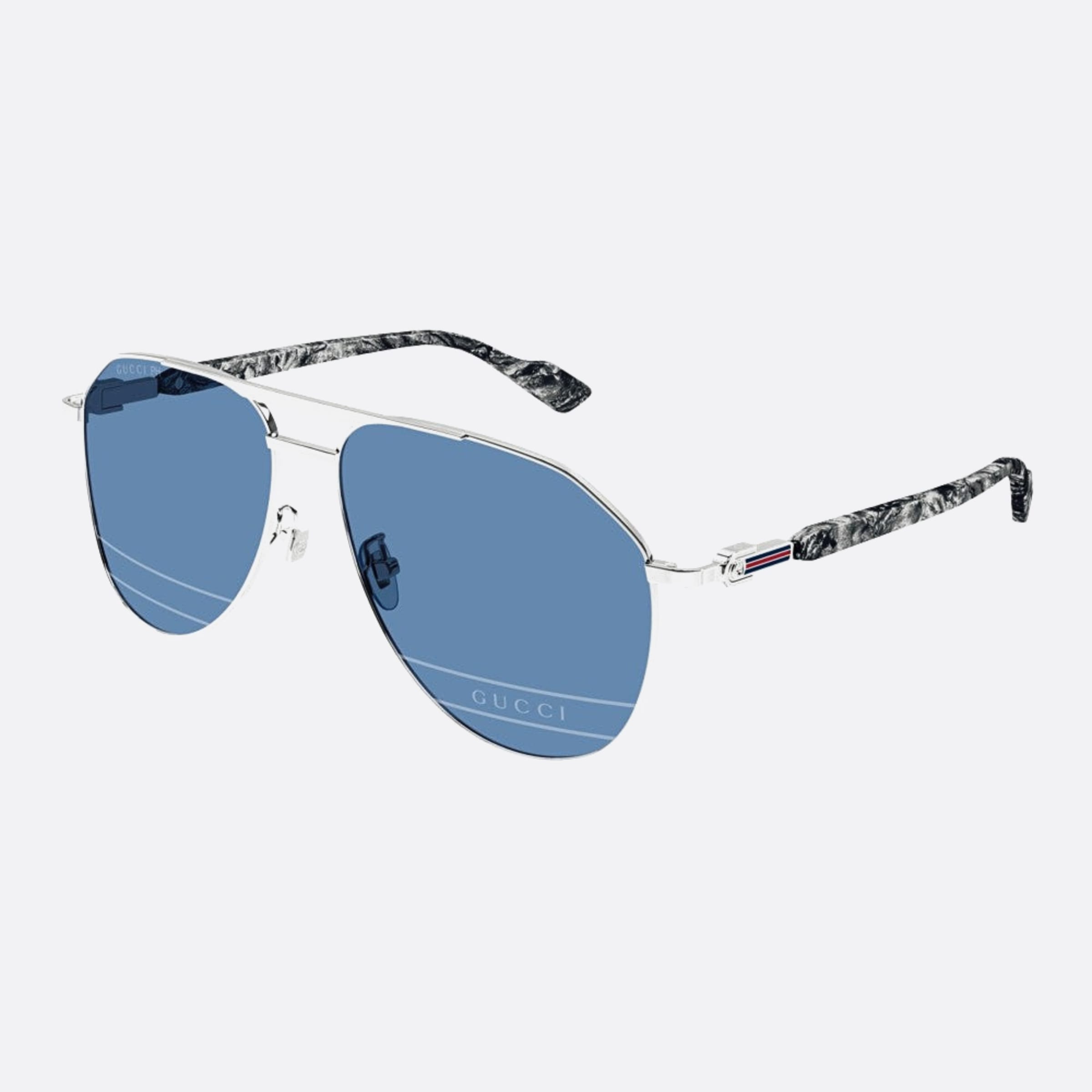 Gucci 59mm Sphb Silver Pilot Photochromic Man Sunglasses - Detail View