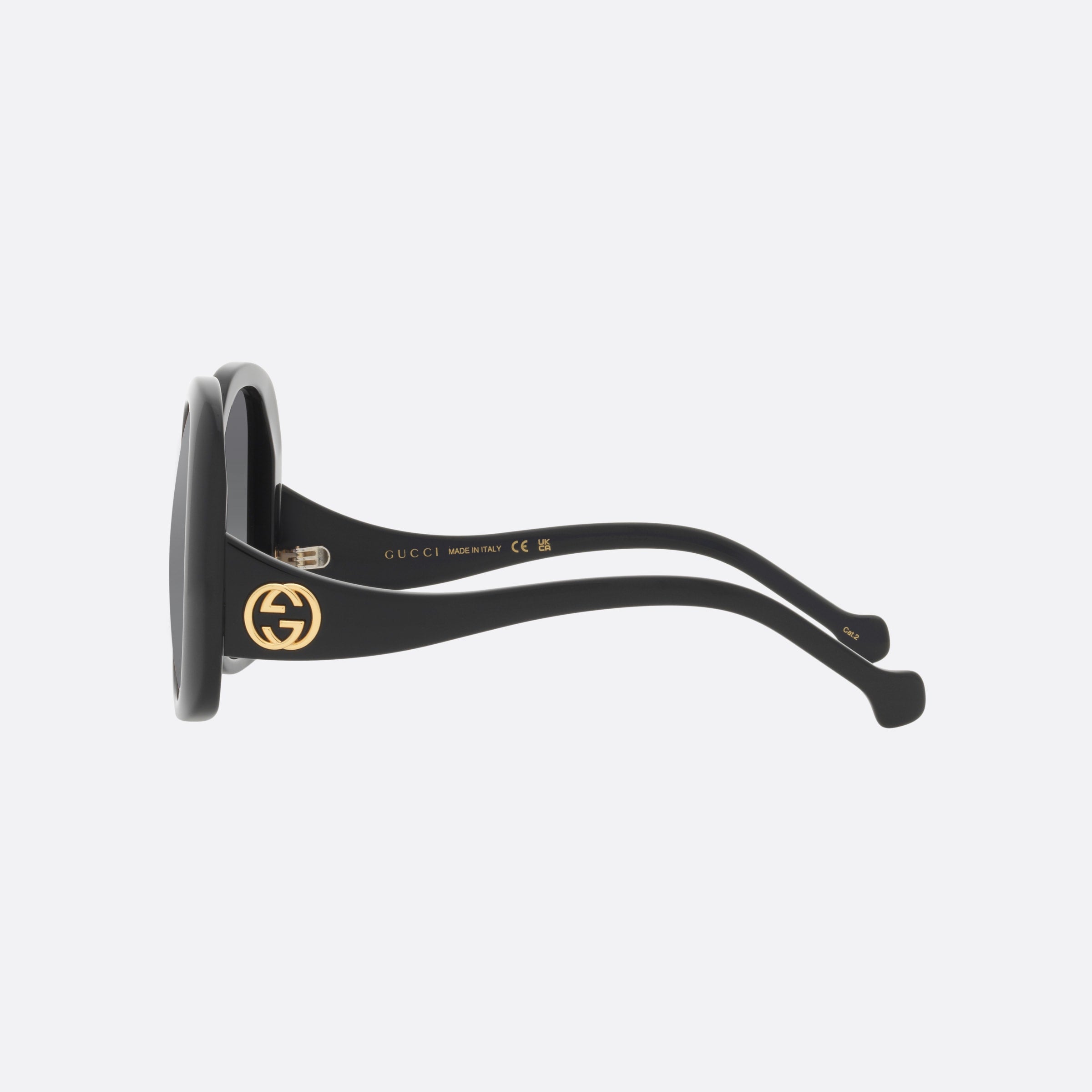 Gucci 55mm Black Round Woman Sunglasses - Detail View