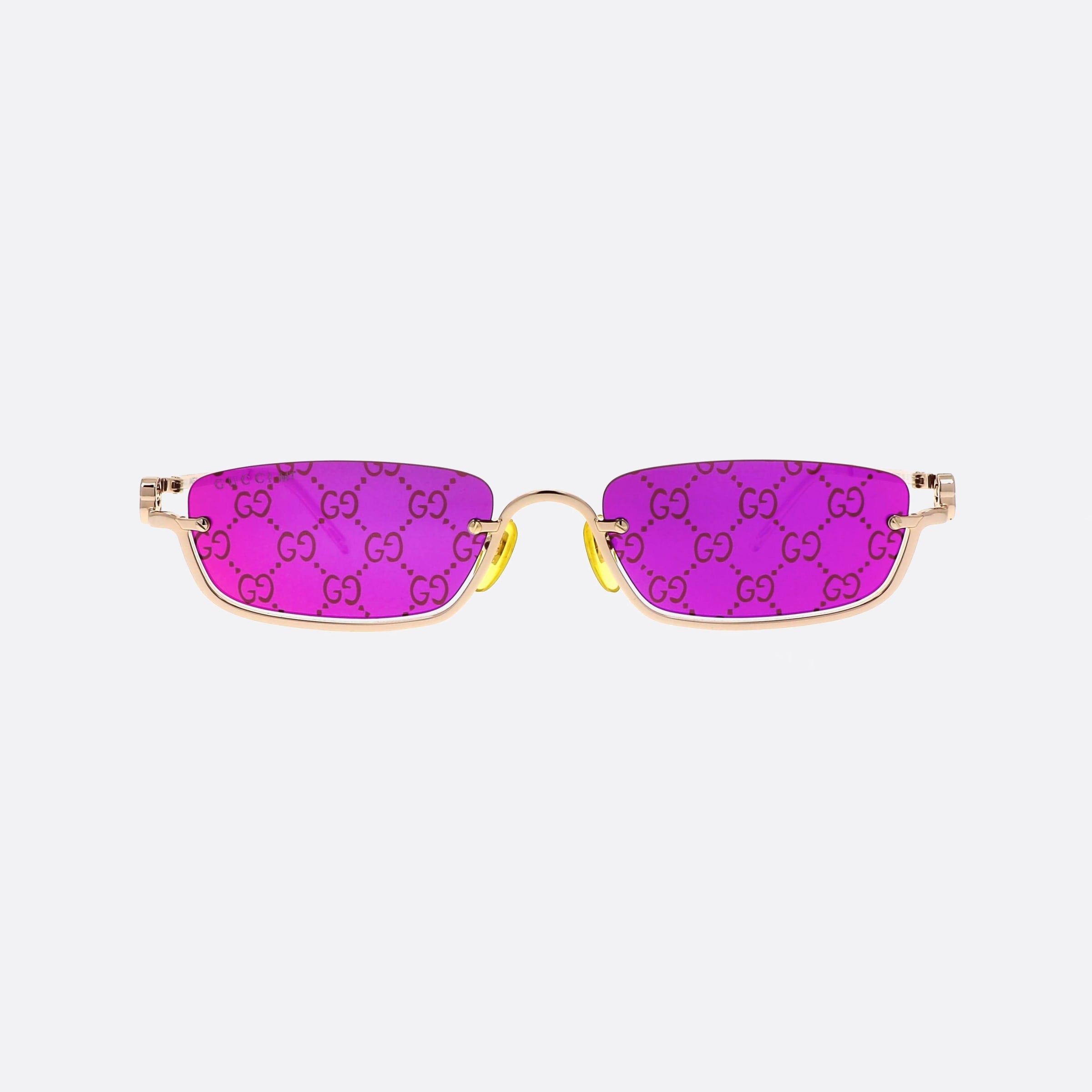 Gucci 55mm Gold Rectangle Unisex Sunglasses - Side View