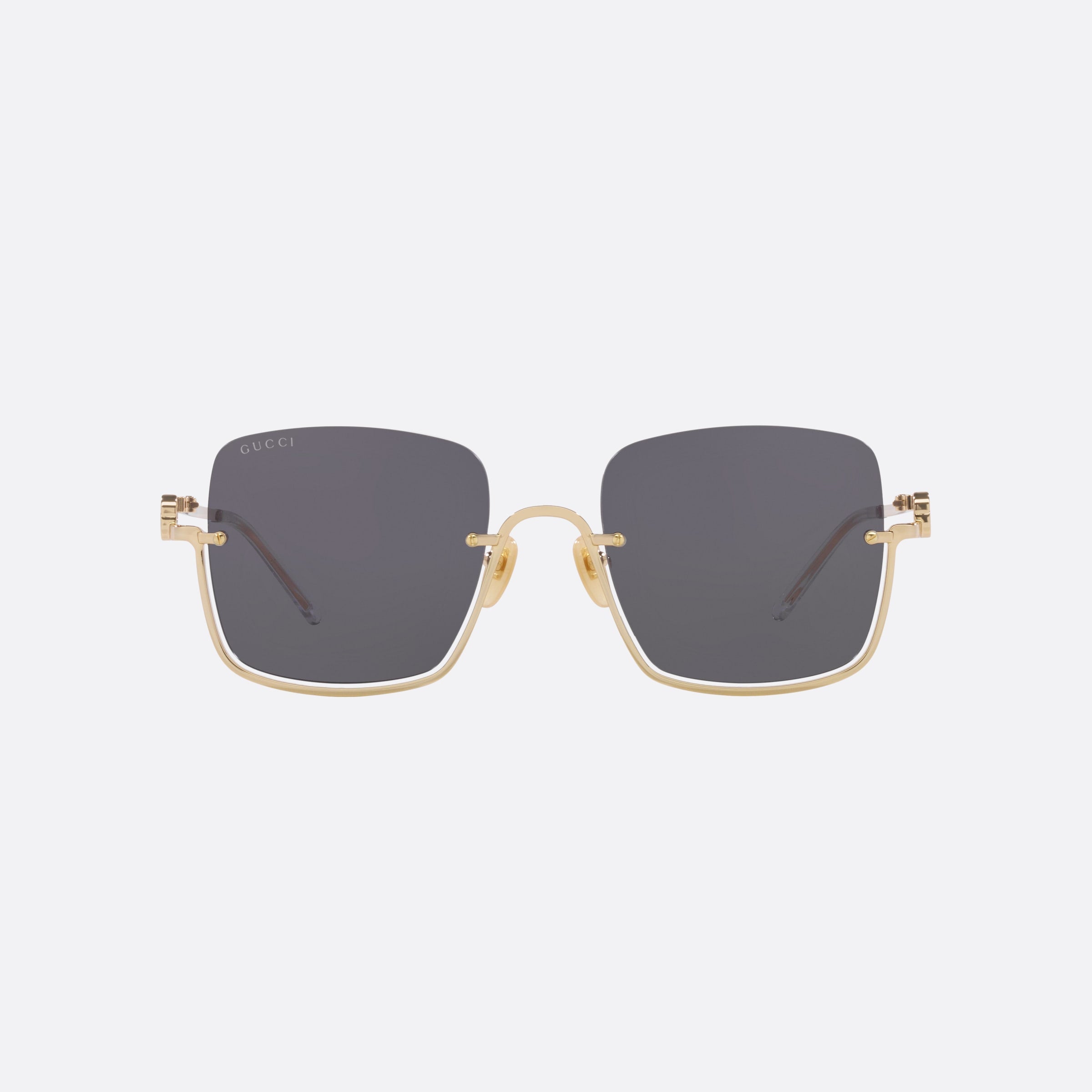 Gucci 54mm Gold Rectangle Woman Sunglasses - Side View