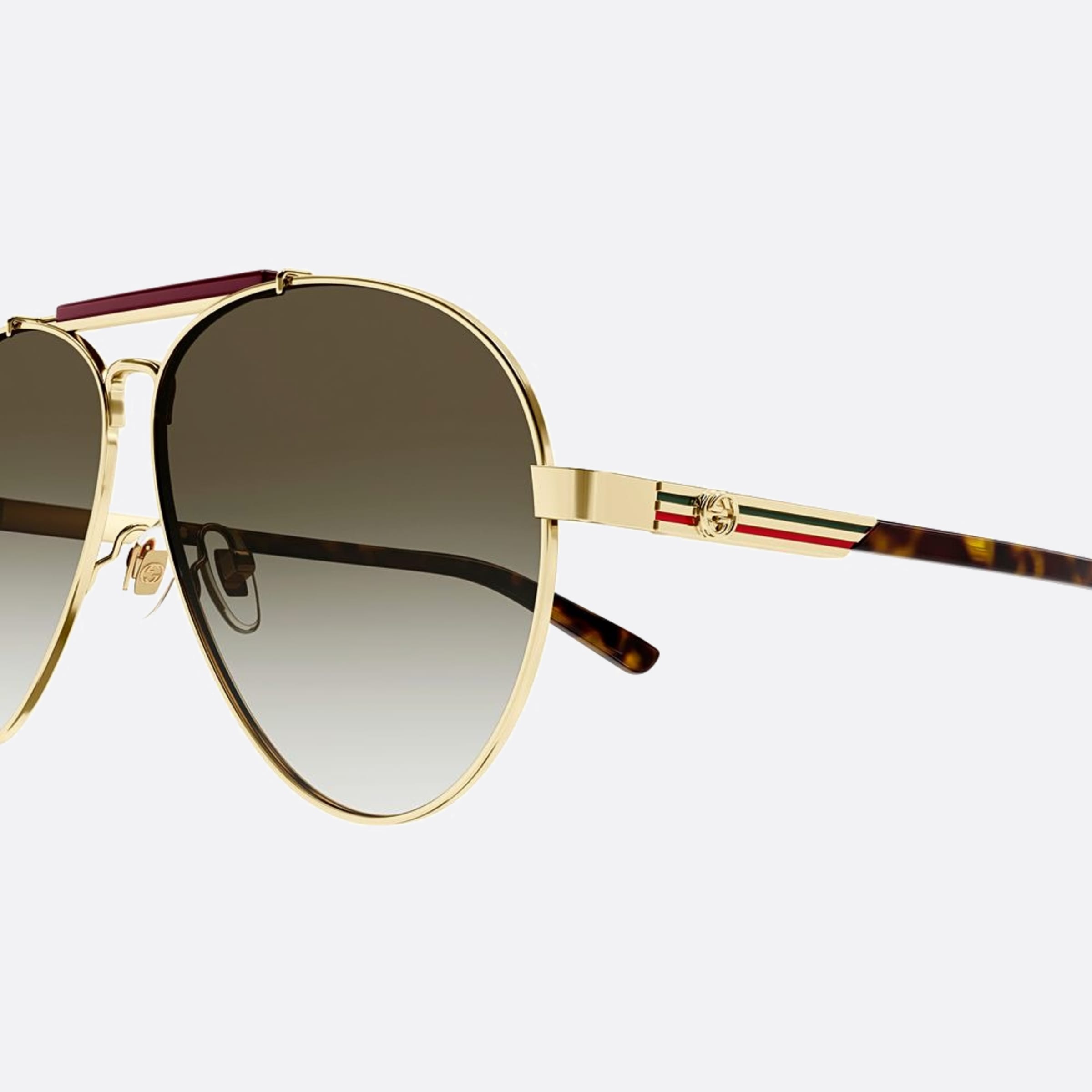 Gucci 61mm Gold Pilot Men Sunglasses - Detail View