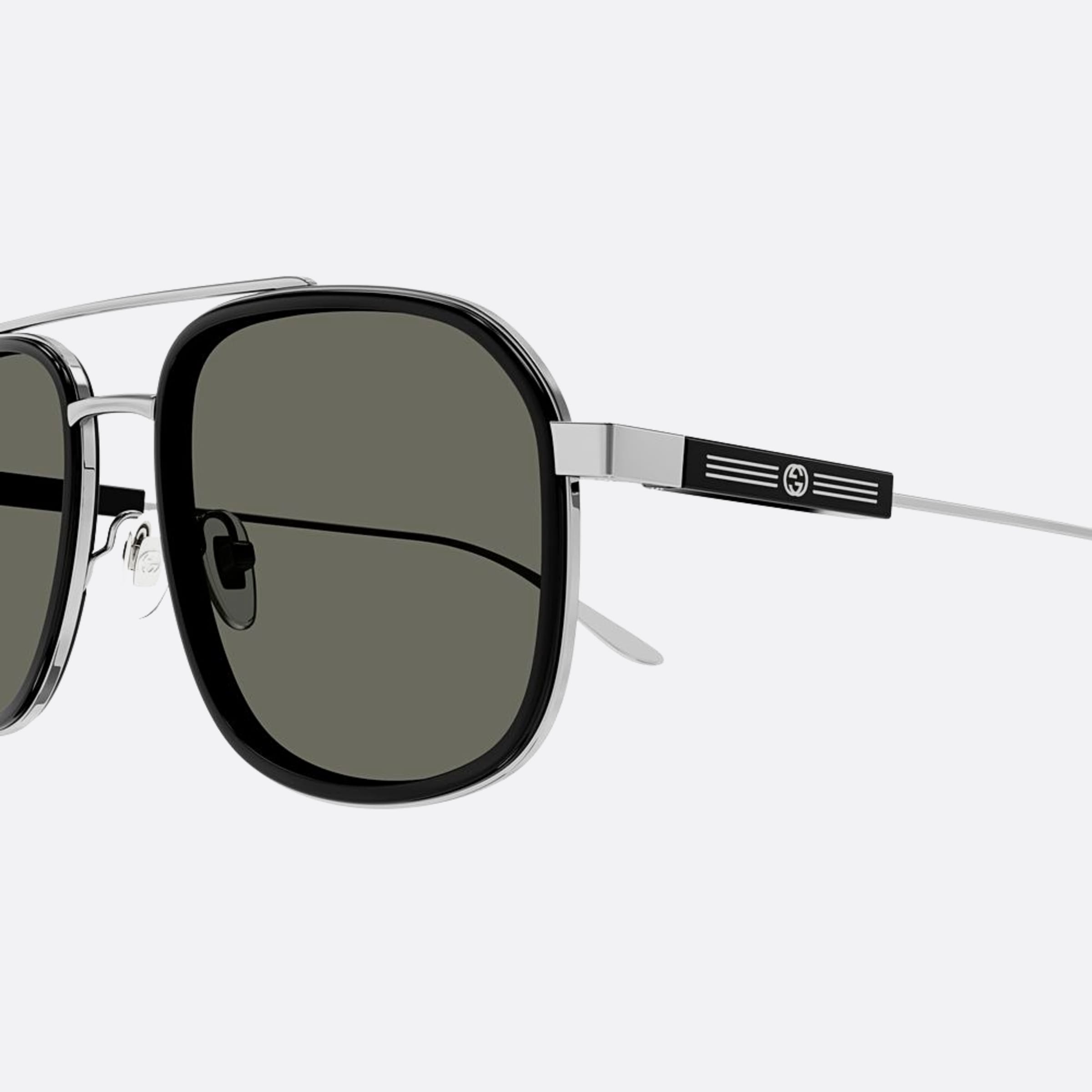 Gucci 56mm Grey Pilot Man Sunglasses - Lifestyle Shot