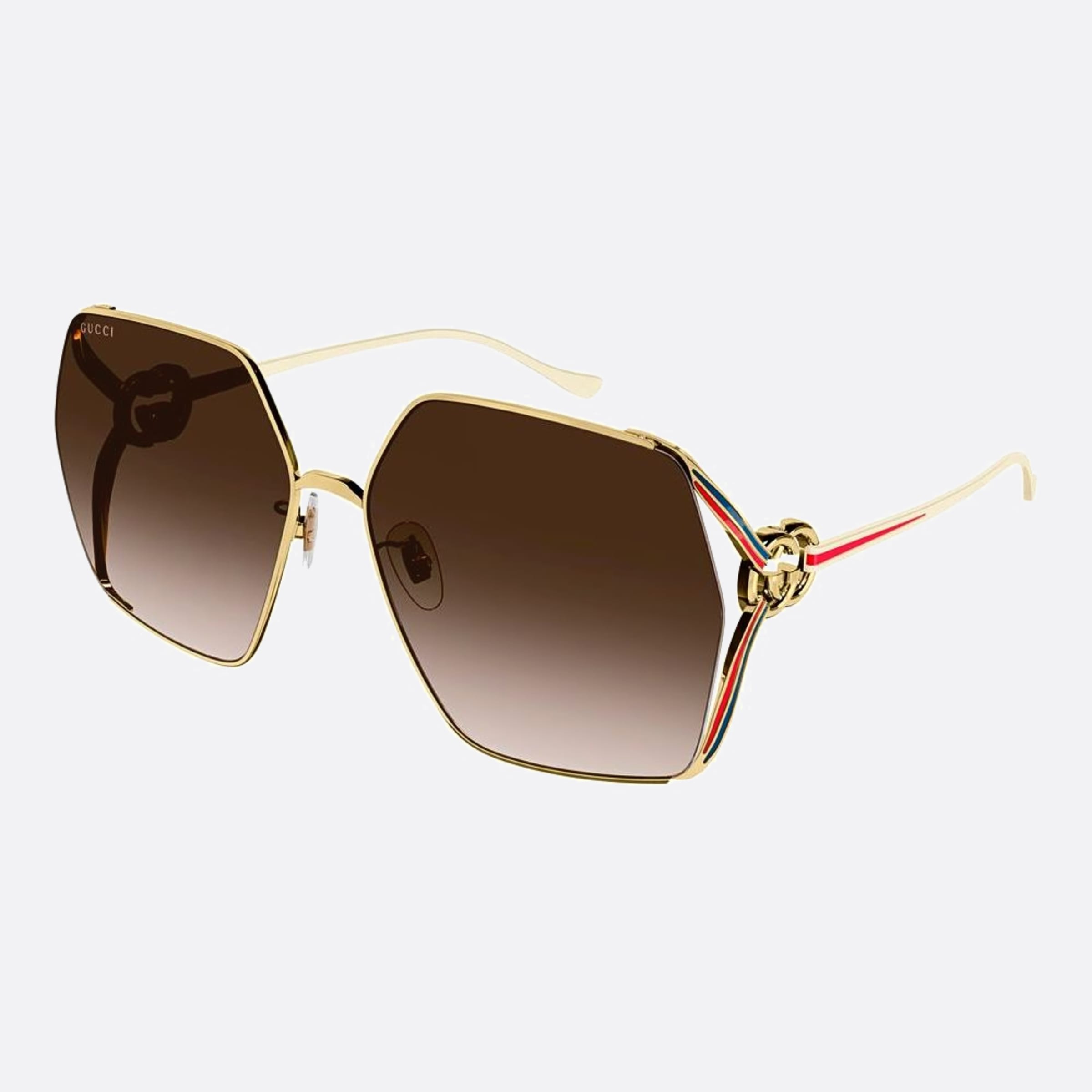 Gucci 64mm Gg1322sa Gold Squared Woman Sunglasses - Side View
