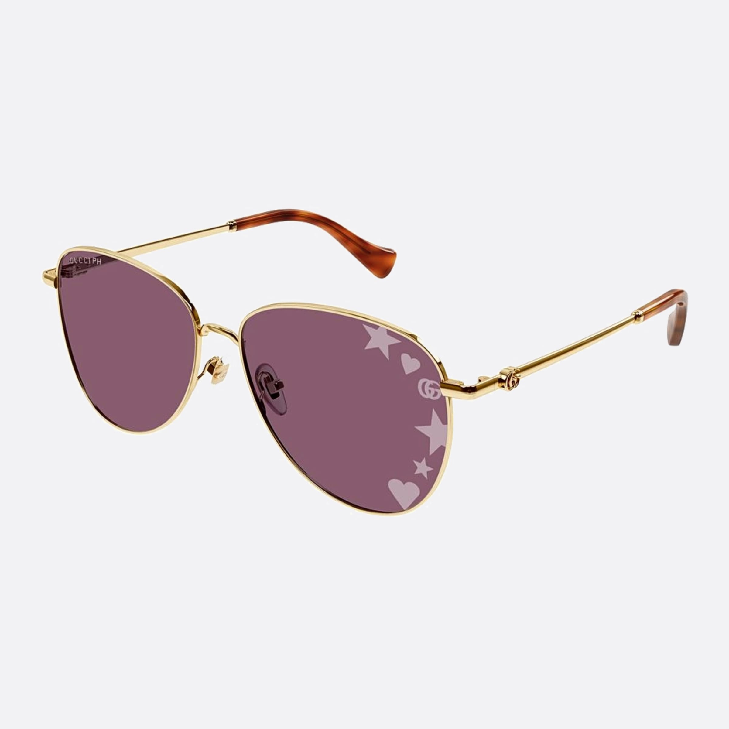Gucci 60mm Gold Pilot Photochromic Women Sunglasses - Lifestyle Shot