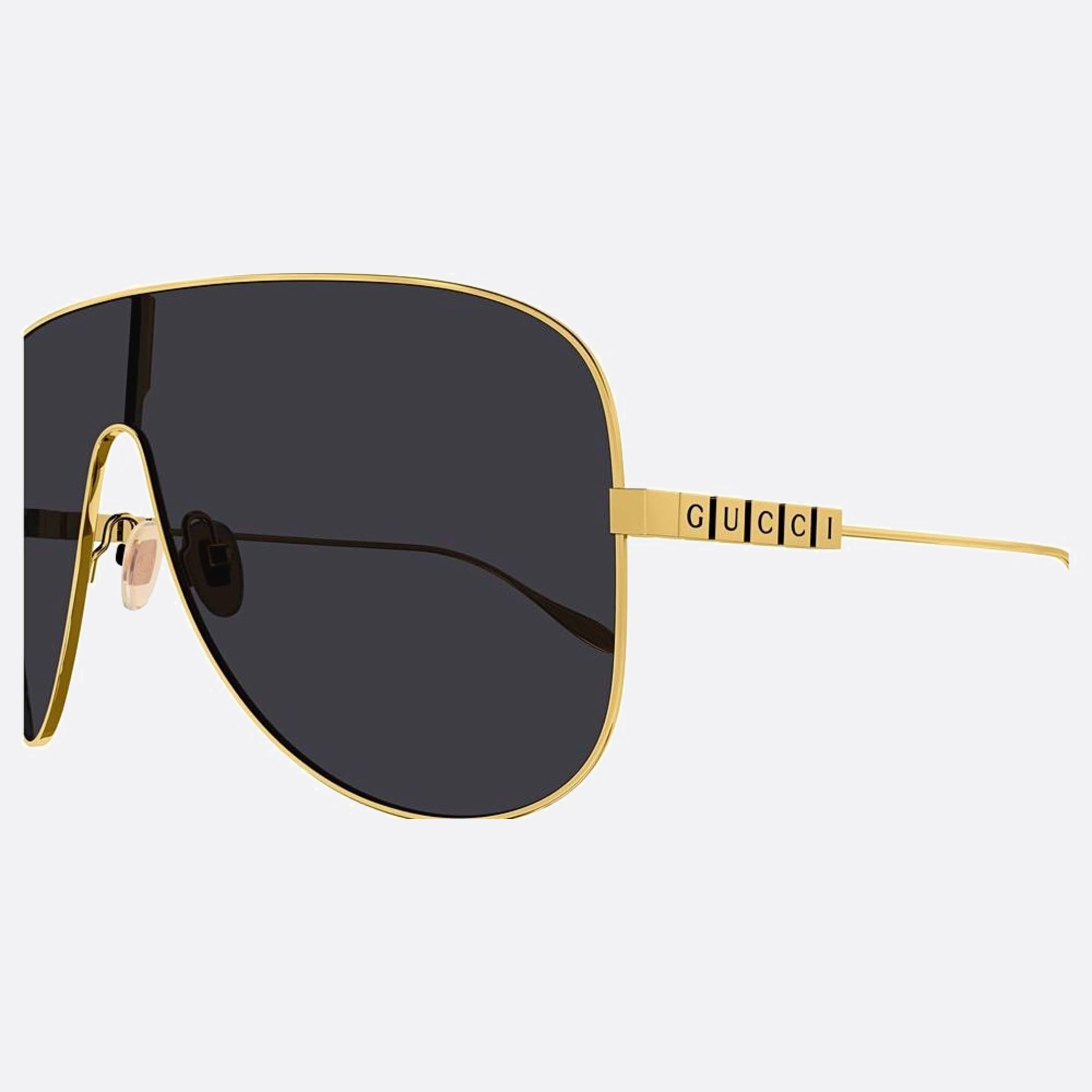 Gucci 99mm Gold Shield Woman Sunglasses - Detail View