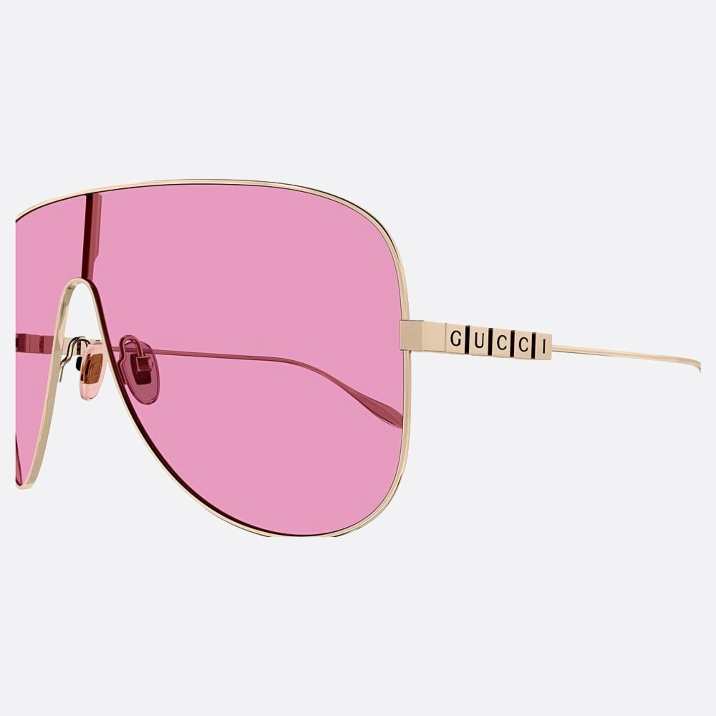Gucci 99mm Gold Shield Woman Sunglasses - Detail View