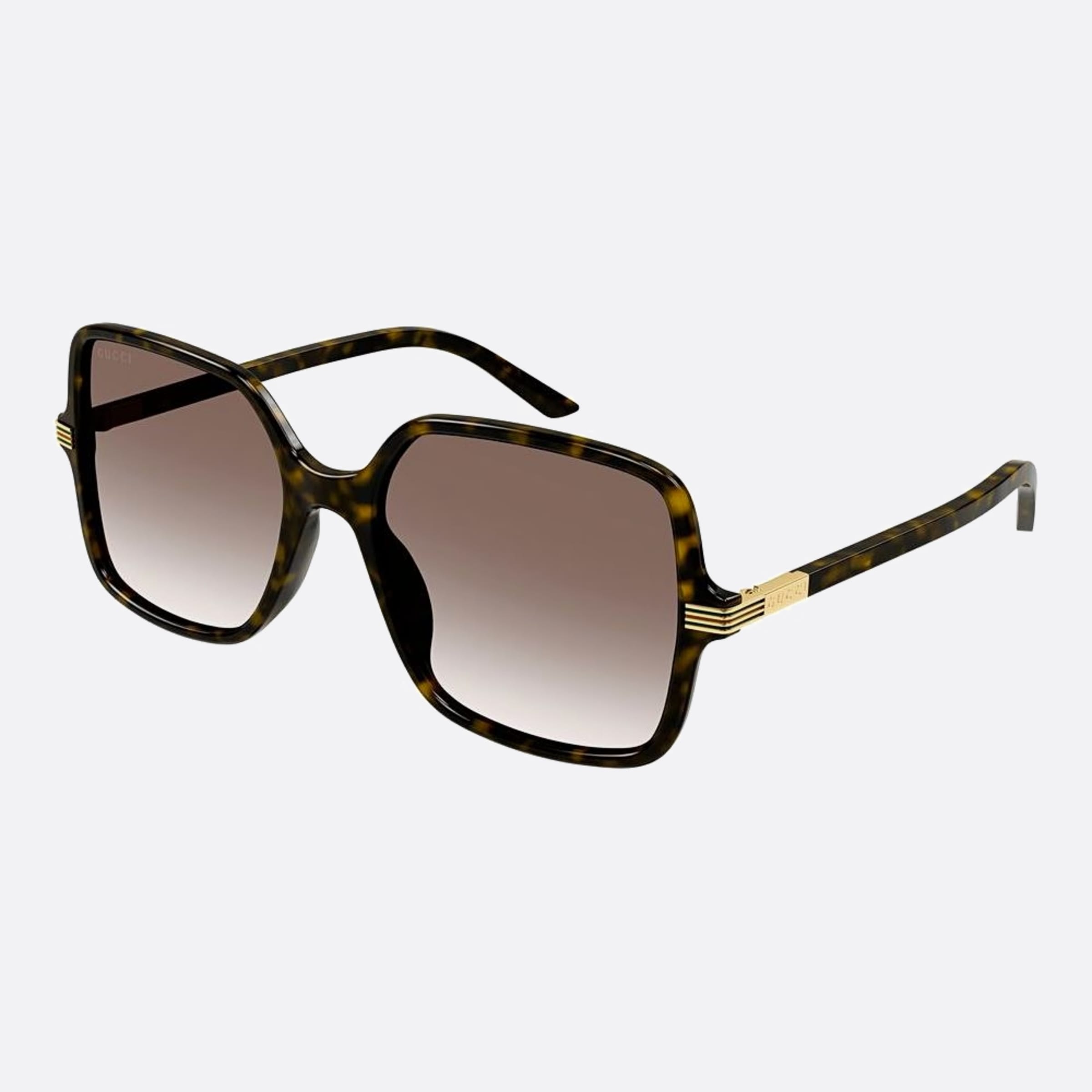 Gucci 55mm Havana Squared Woman Sunglasses - Side View