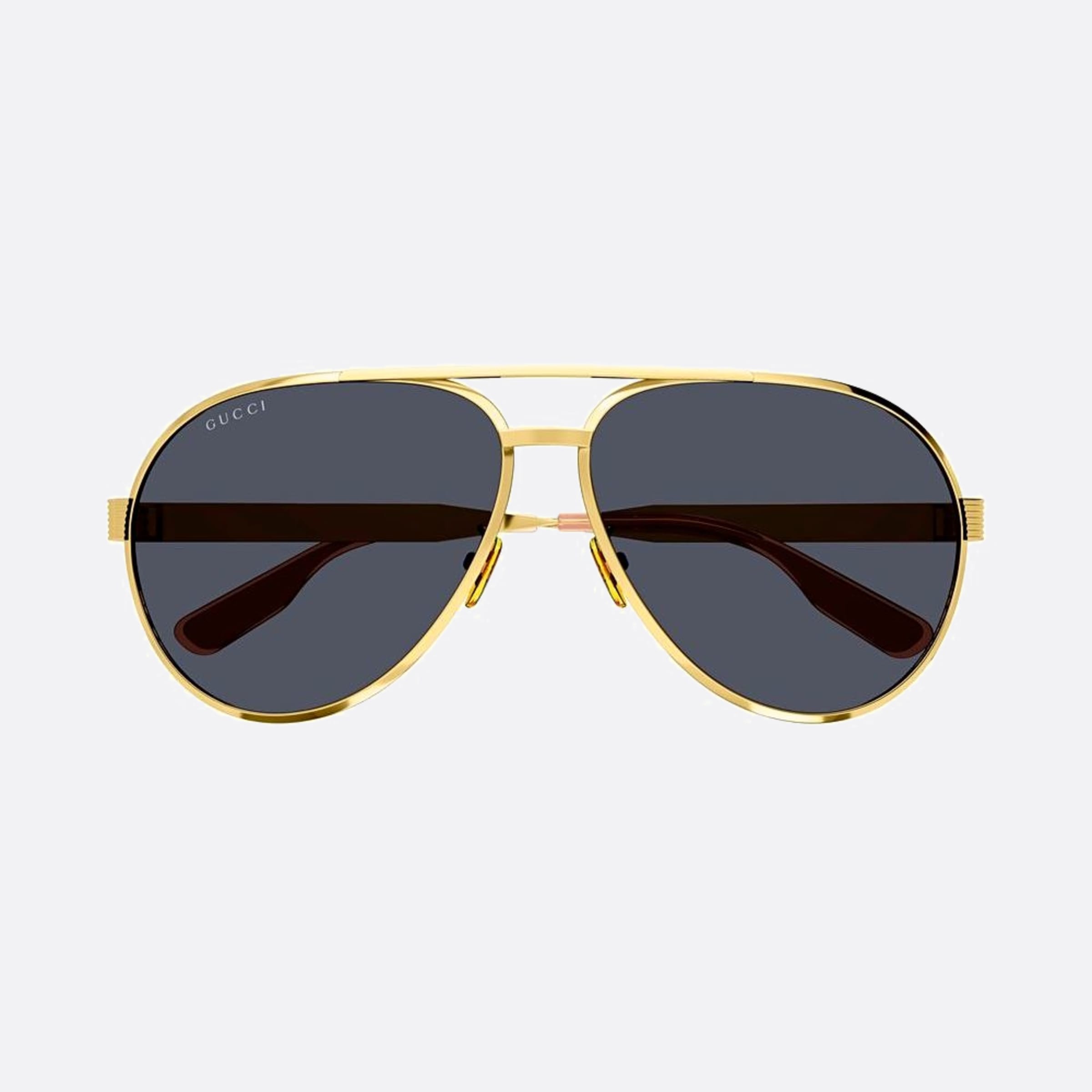 Gucci 64mm Gold Pilot Man Sunglasses - Detail View
