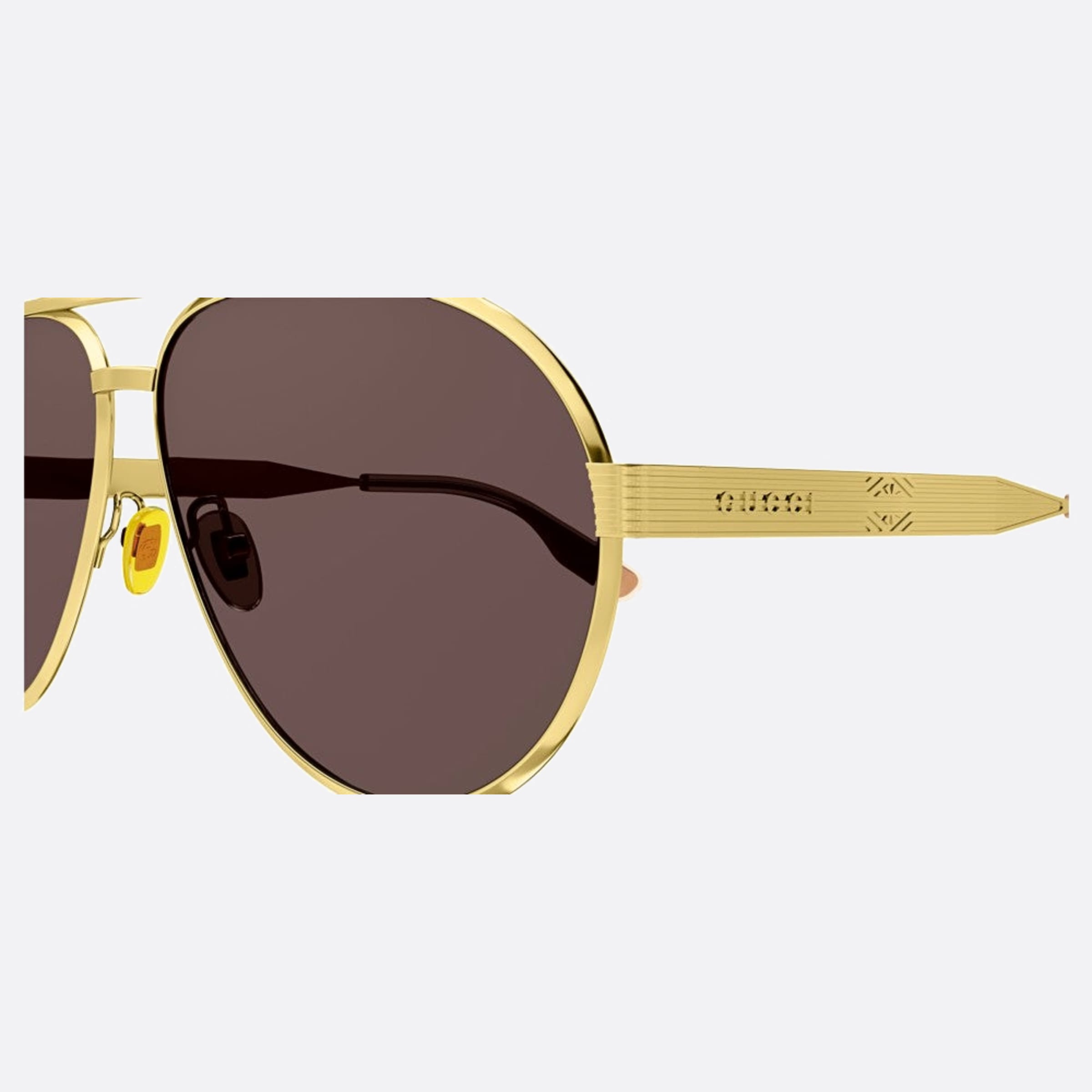 Gucci 64mm Ase Gold Pilot Man Sunglasses - Detail View