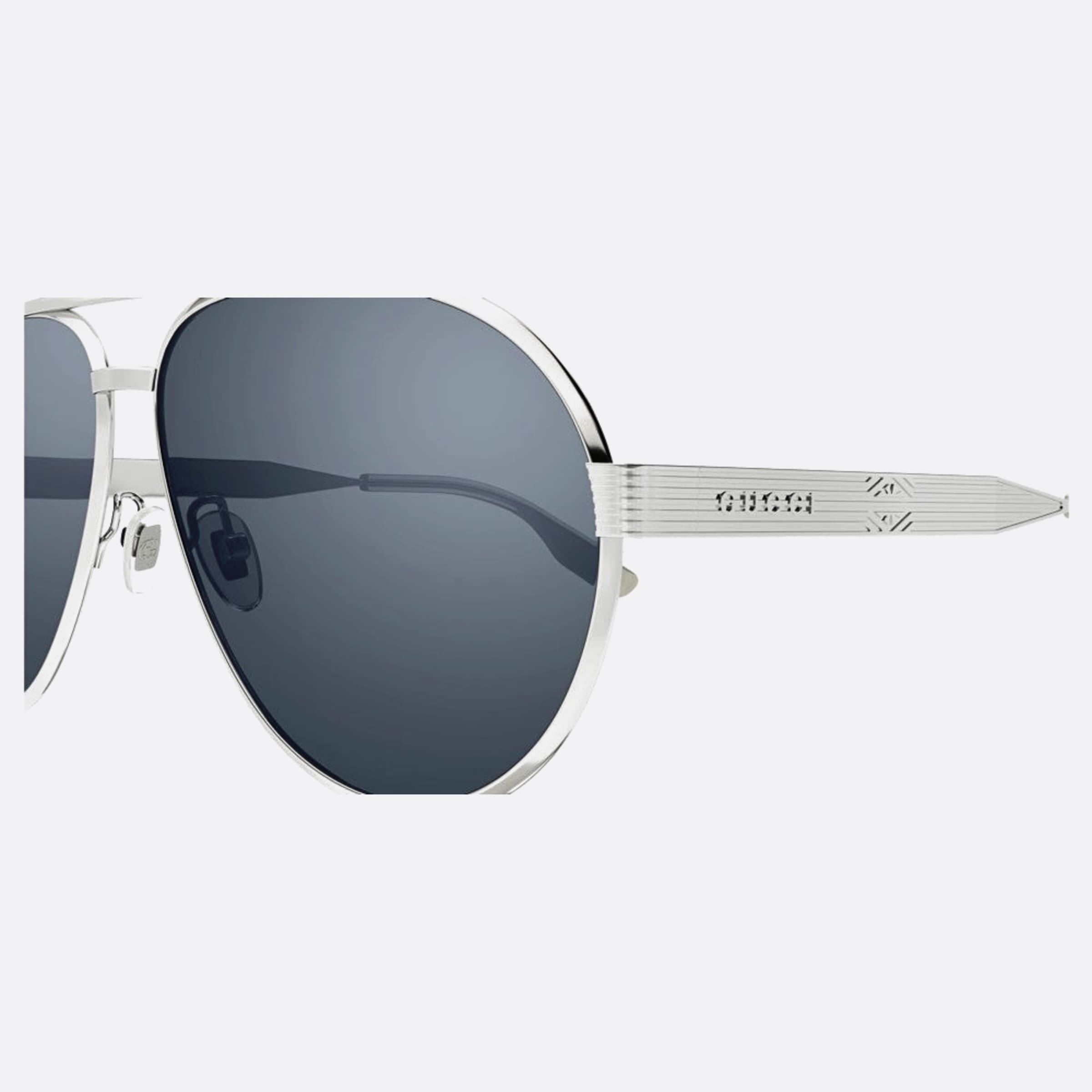 Gucci 64mm Sis Silver Pilot Man Sunglasses - Detail View